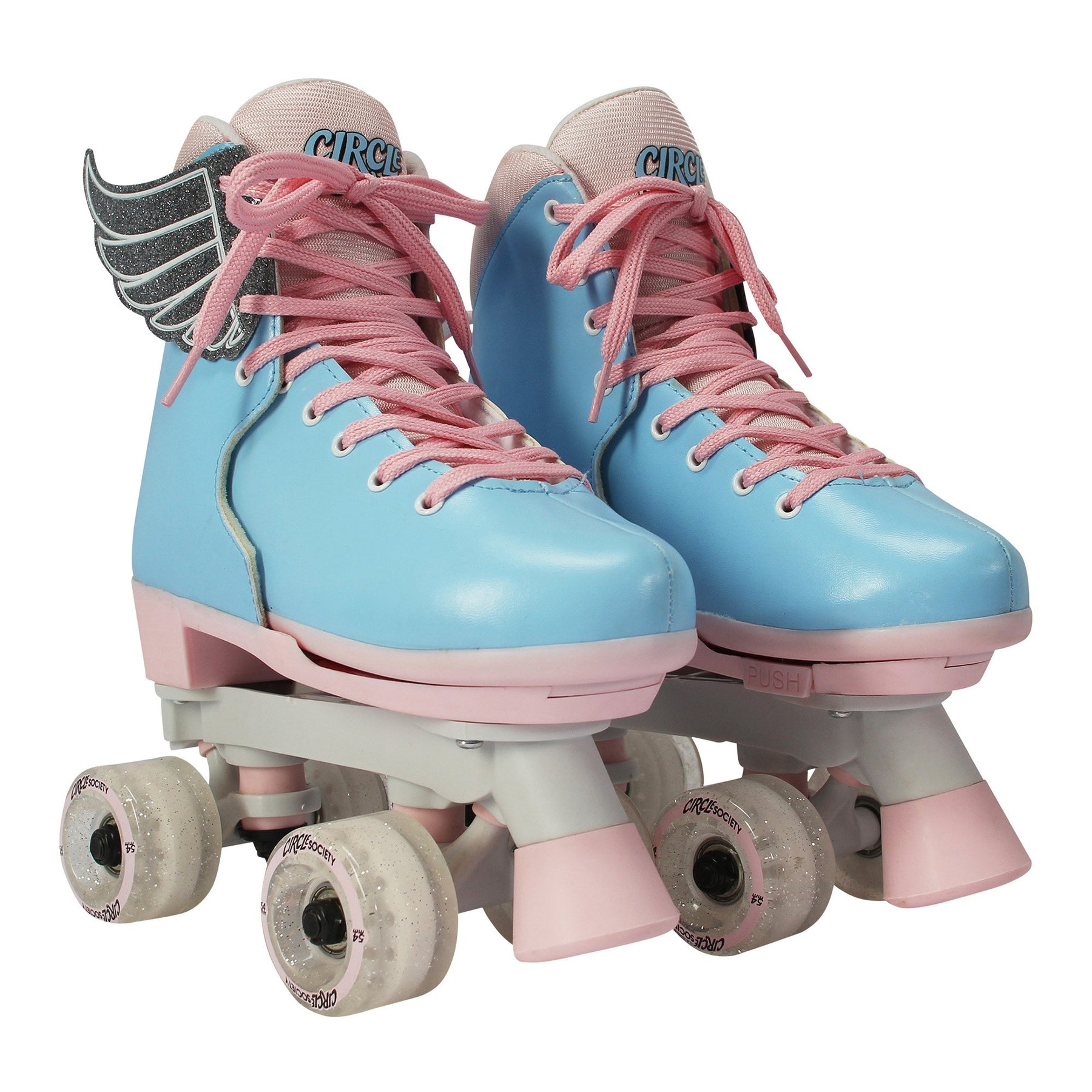 Circle Society Adjustable Roller Skates, Size 3-7 US, Pink and Blue, Indoor/Outdoor - SuperSaverAU - view 1