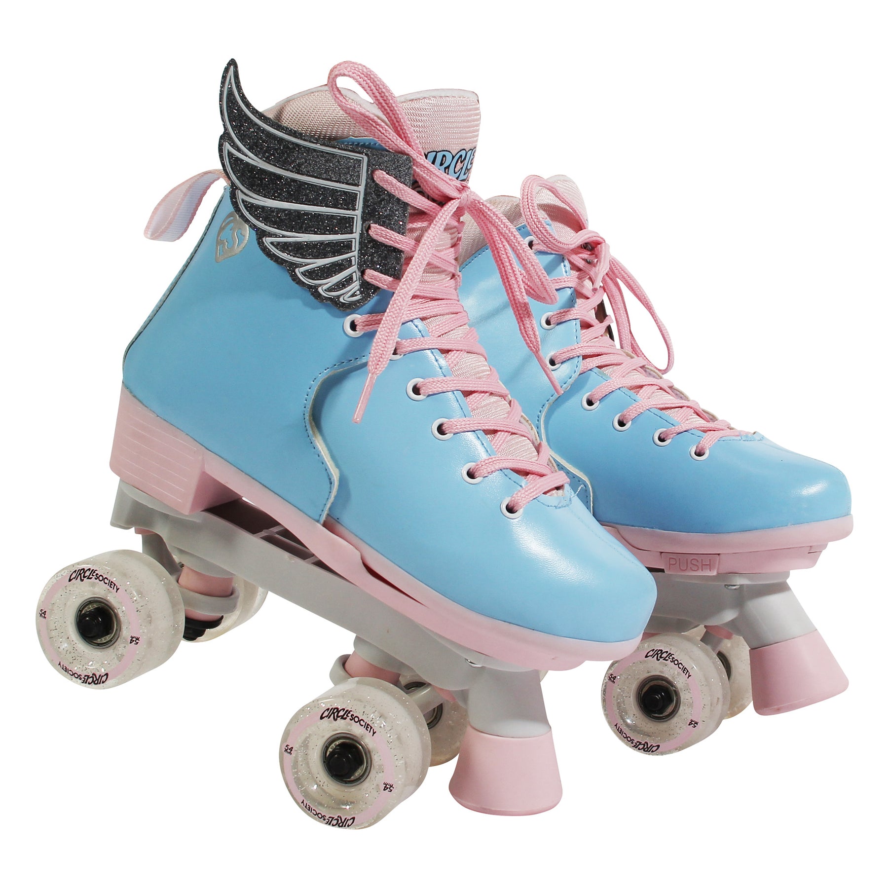 Circle Society Adjustable Roller Skates, Size 3-7 US, Pink and Blue, Indoor/Outdoor - SuperSaverAU - view 2