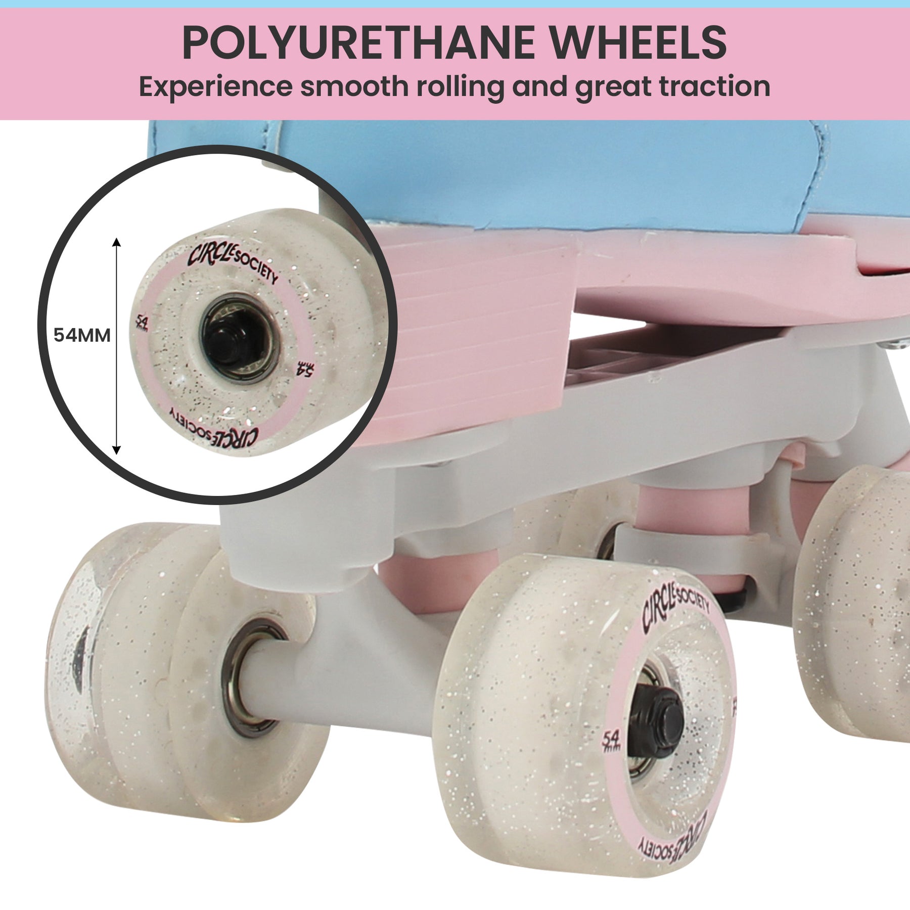 Circle Society Adjustable Roller Skates, Size 3-7 US, Pink and Blue, Indoor/Outdoor - SuperSaverAU - view 5