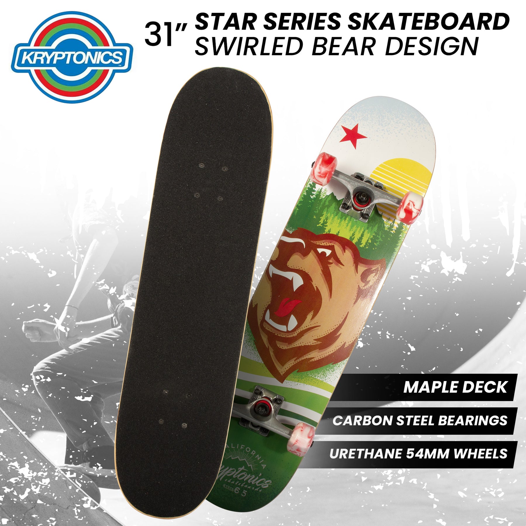 Kryptonics 31-Inch Star Series Complete Skateboard - SuperSaverAU - view 2