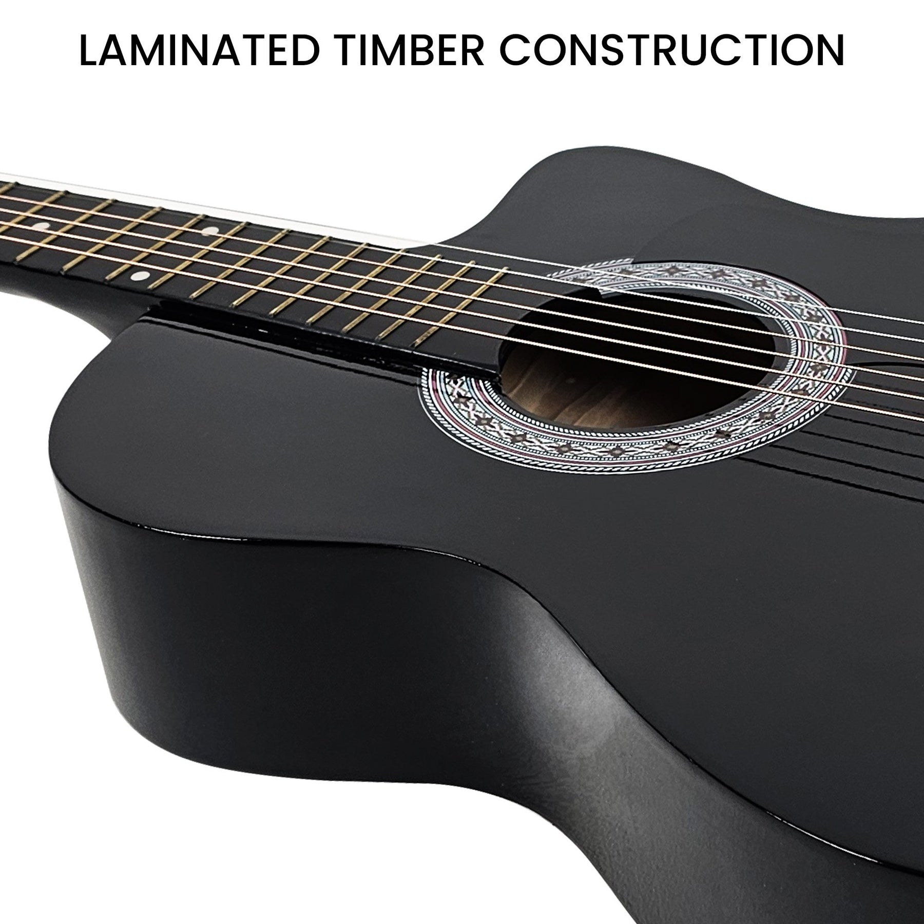 Karrera 38in Pro Cutaway Acoustic Guitar Set - Black