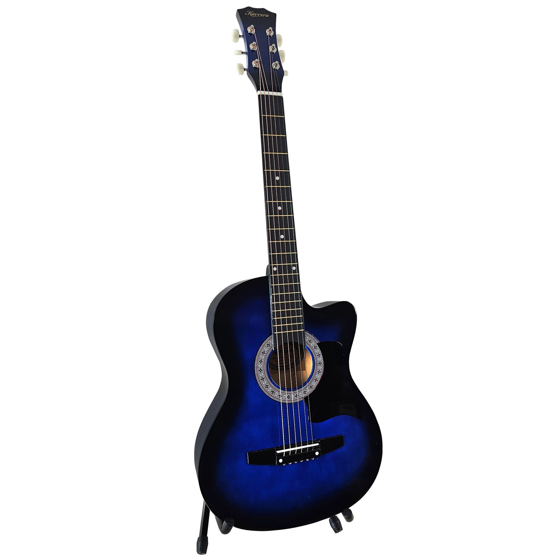 Karrera 38in Pro Cutaway Acoustic Guitar Set - Blue Burst