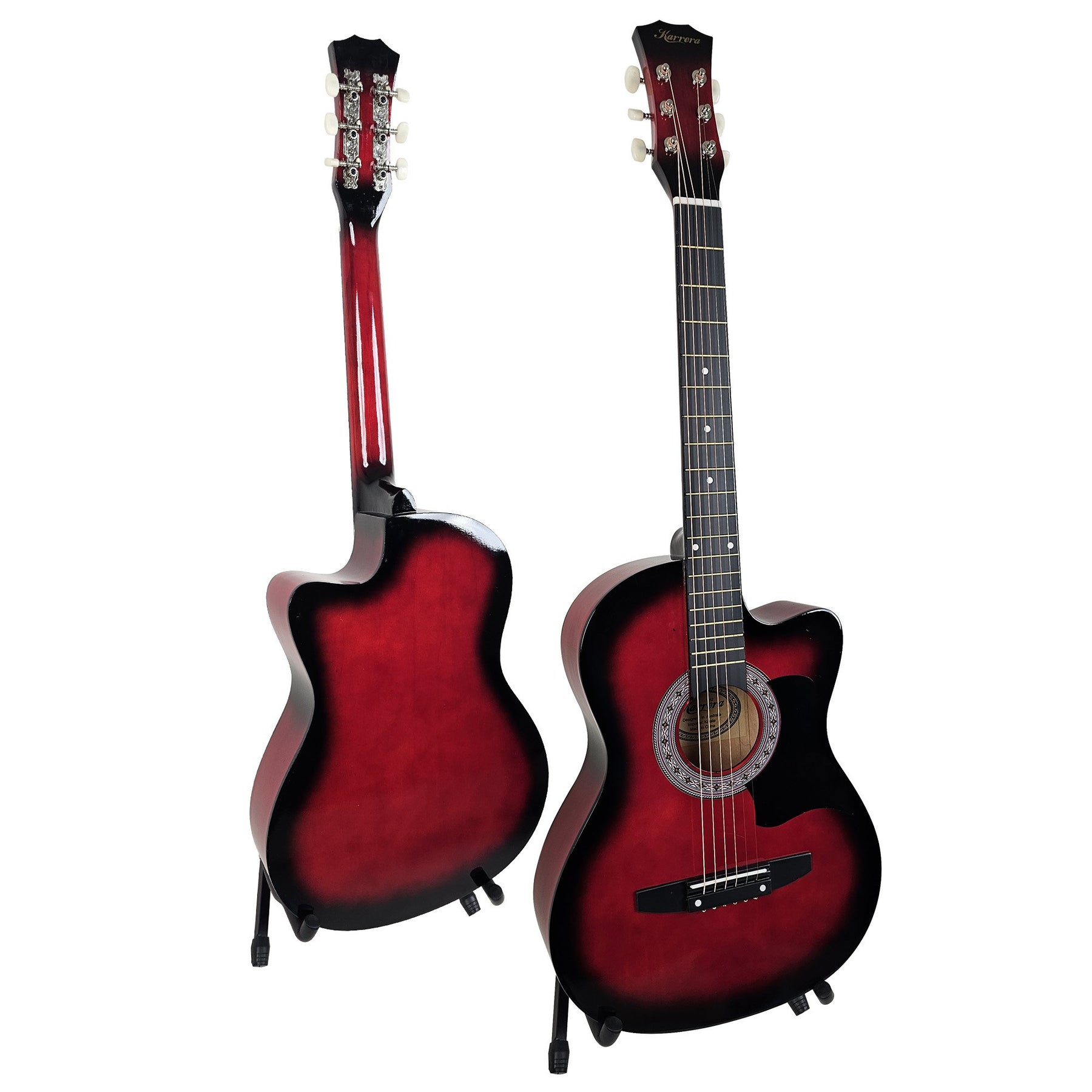 Karrera 38in Pro Cutaway Acoustic Guitar Set - Red Burst