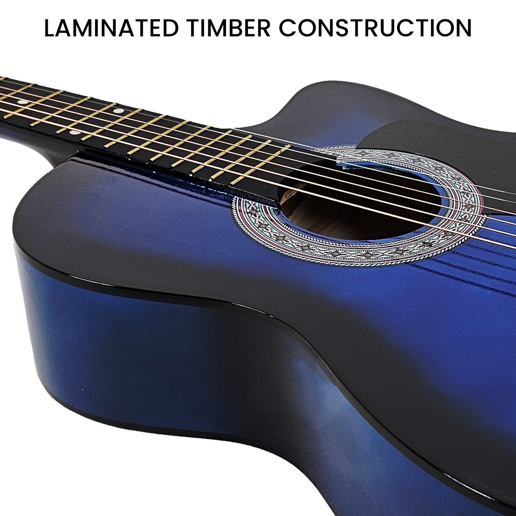 Karrera 38in Cutaway Acoustic Guitar Set - Blue Burst