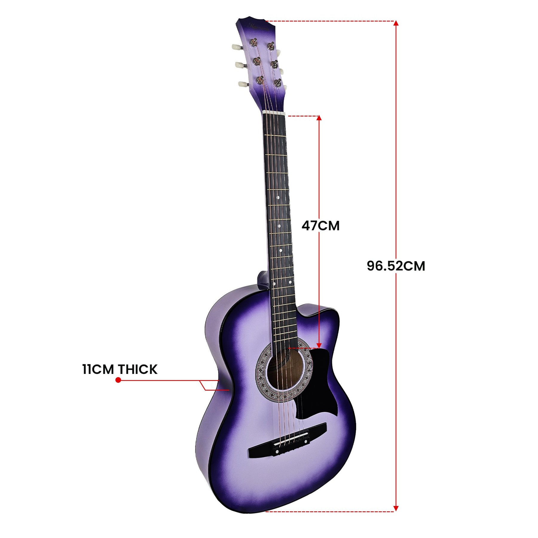 Karrera 38in Cutaway Acoustic Guitar Set - Purple Burst