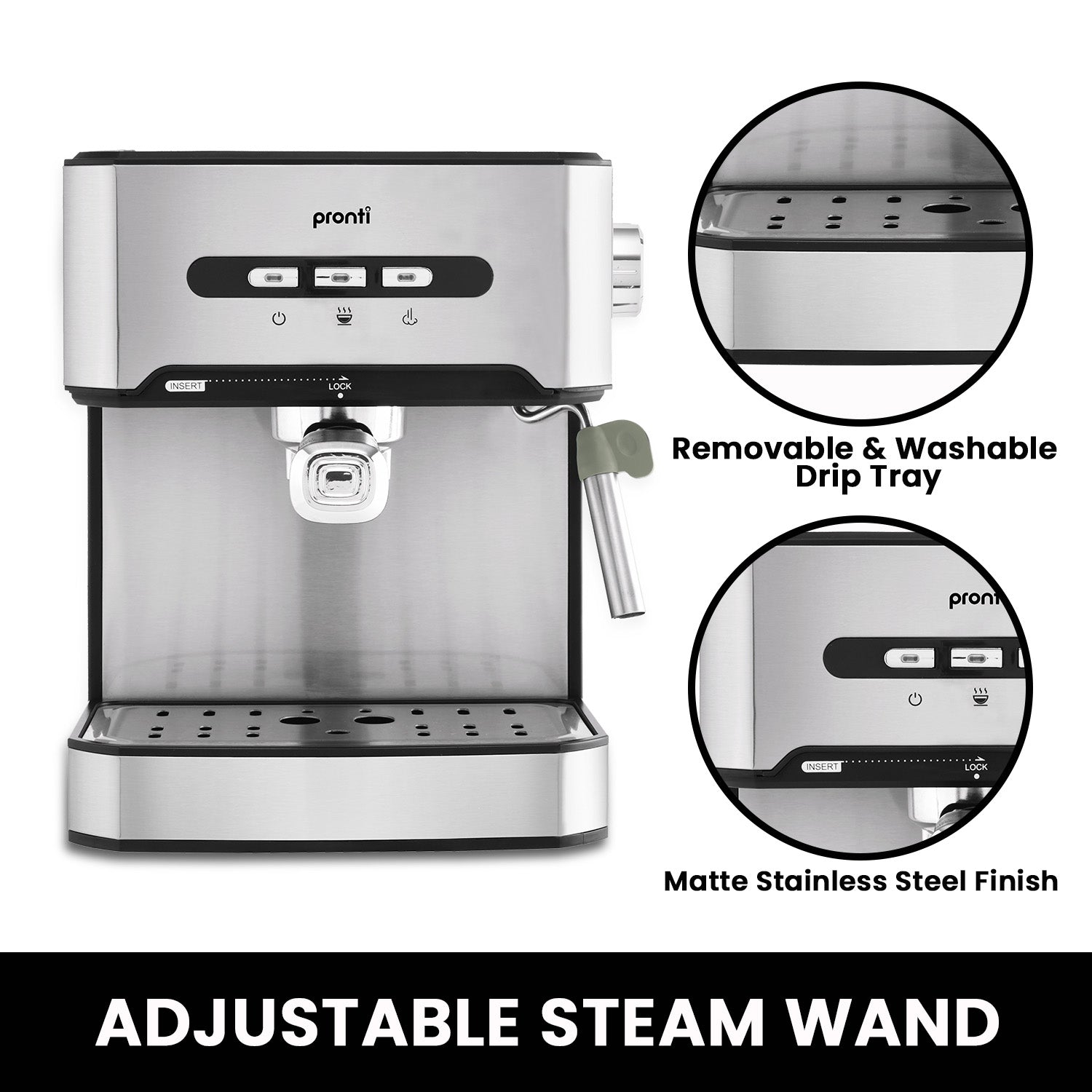 Pronti Toaster, Kettle & Coffee Machine Breakfast Set - Black - SuperSaverAU - view 10