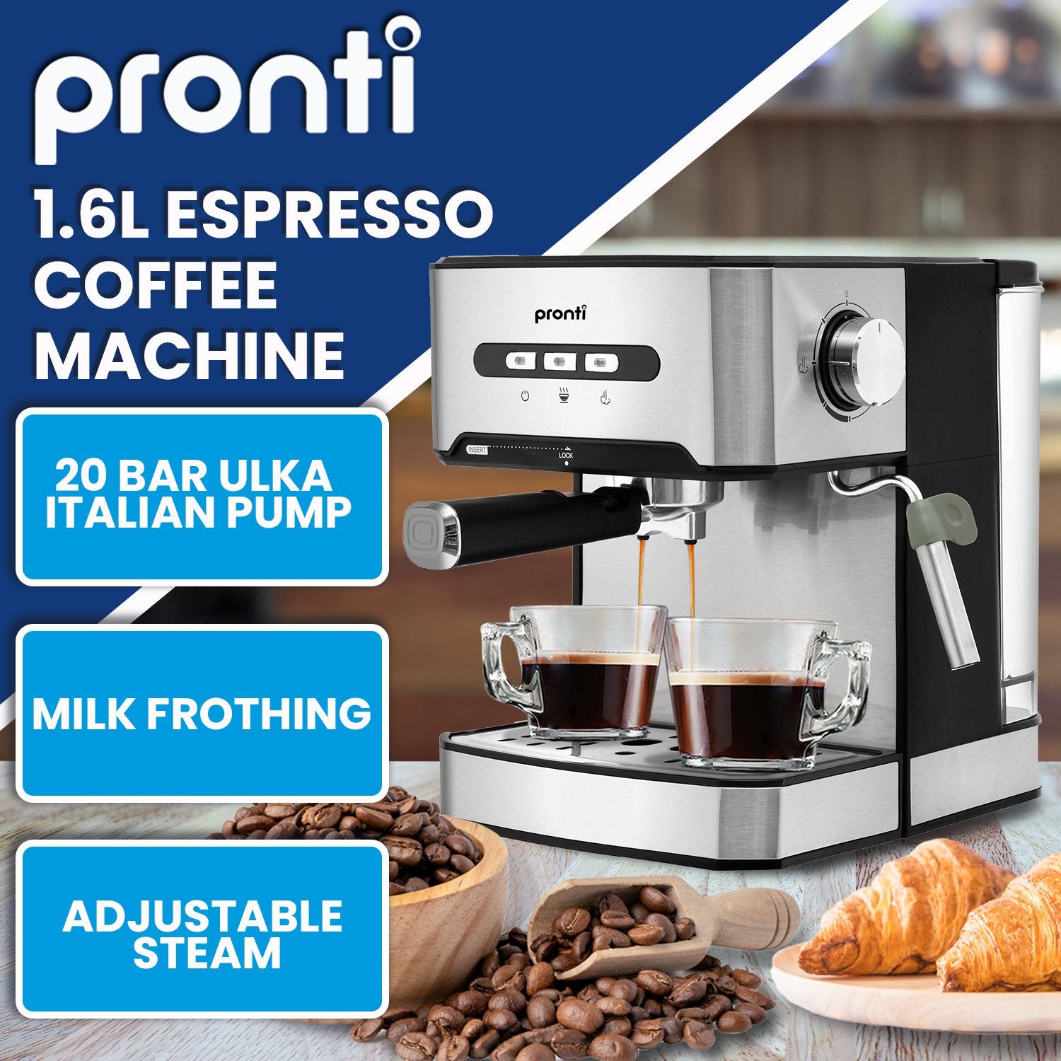 Pronti Toaster, Kettle & Coffee Machine Breakfast Set - White - SuperSaverAU - view 2