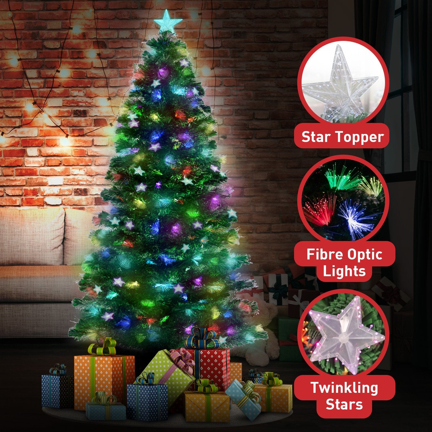 Christabelle 1.2m Enchanted Pre Lit Fibre Optic Christmas Tree Stars Xmas Decor - SuperSaverAU - view 9