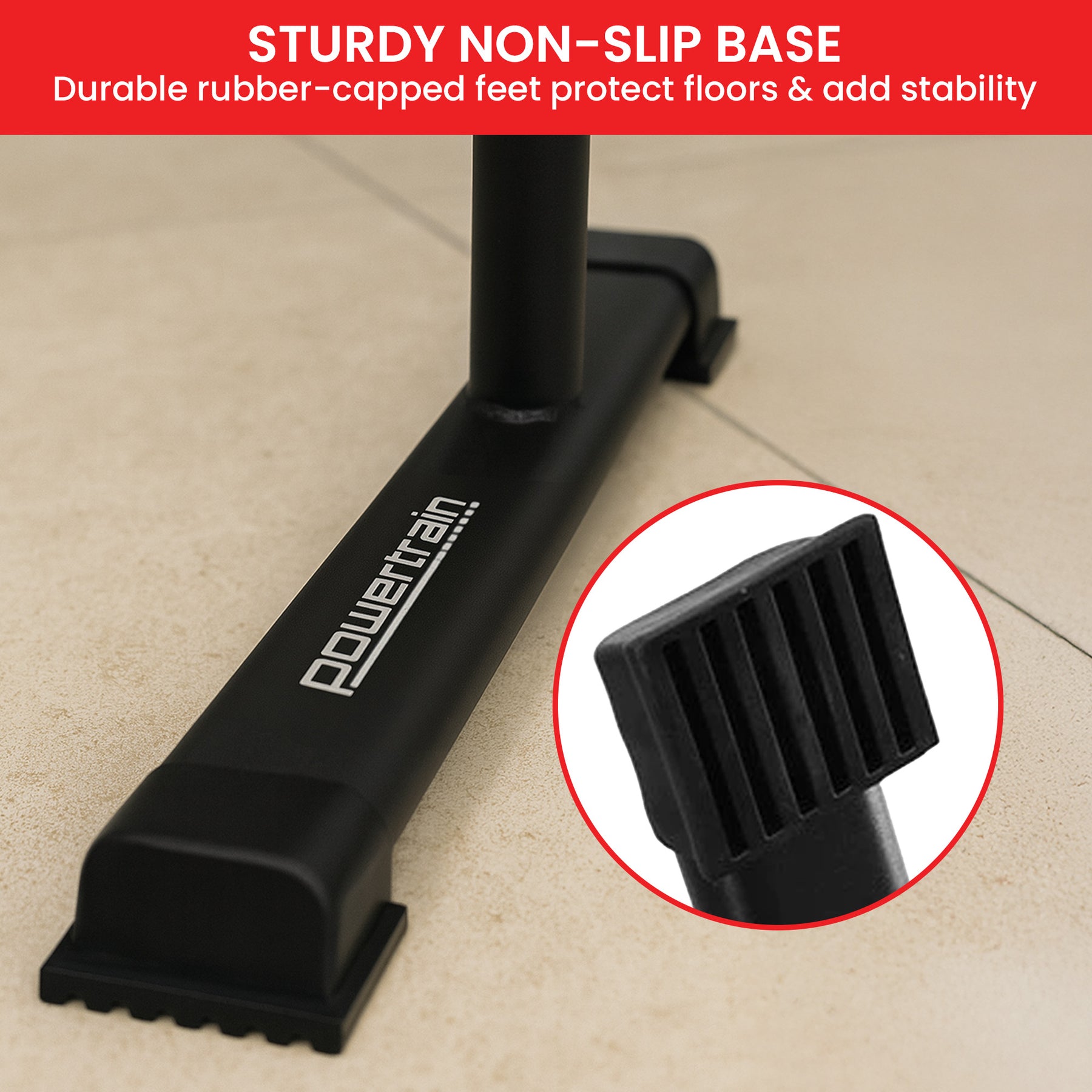 Powertrain Dip Bars Pair 200kg Capacity with Rubberised Handles & Non-Slip Feet - SuperSaverAU - view 7