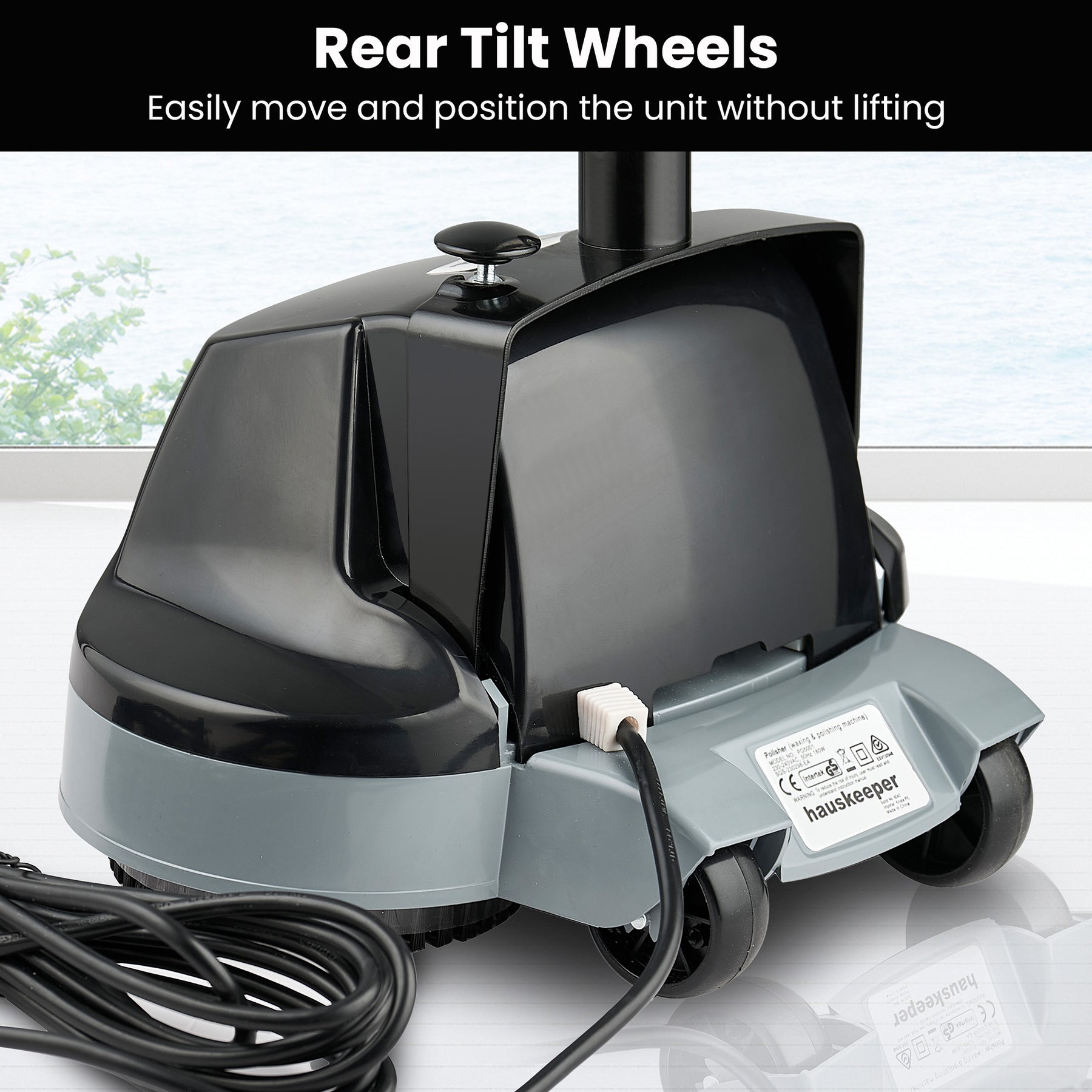 Hauskeeper Electric Floor Polisher 240V 6m Cord Twin Brushes Compact Black - SuperSaverAU - view 8