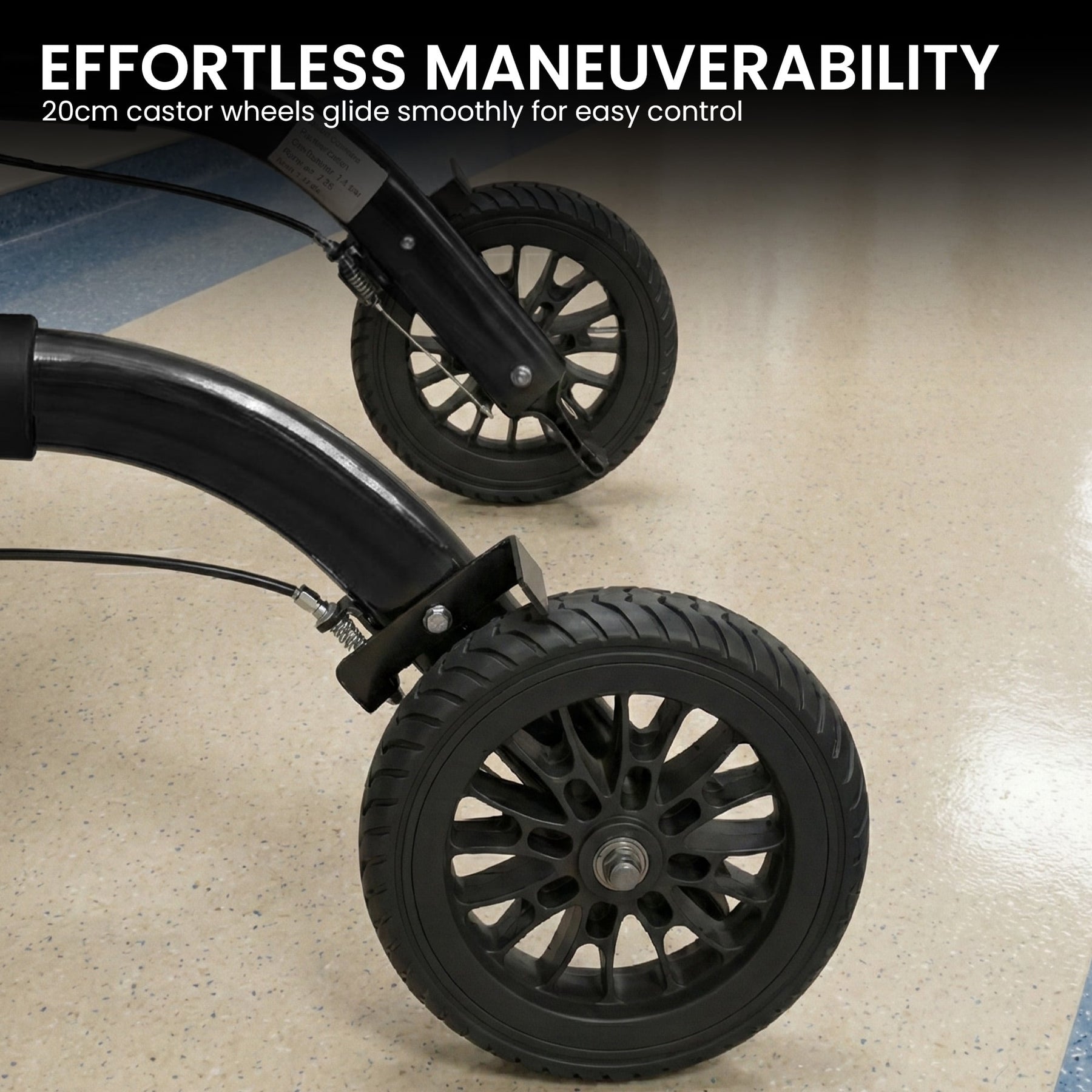 Orthonica Aluminium 2-in-1 Rollator Wheelchair Black Silver 136kg Capacity