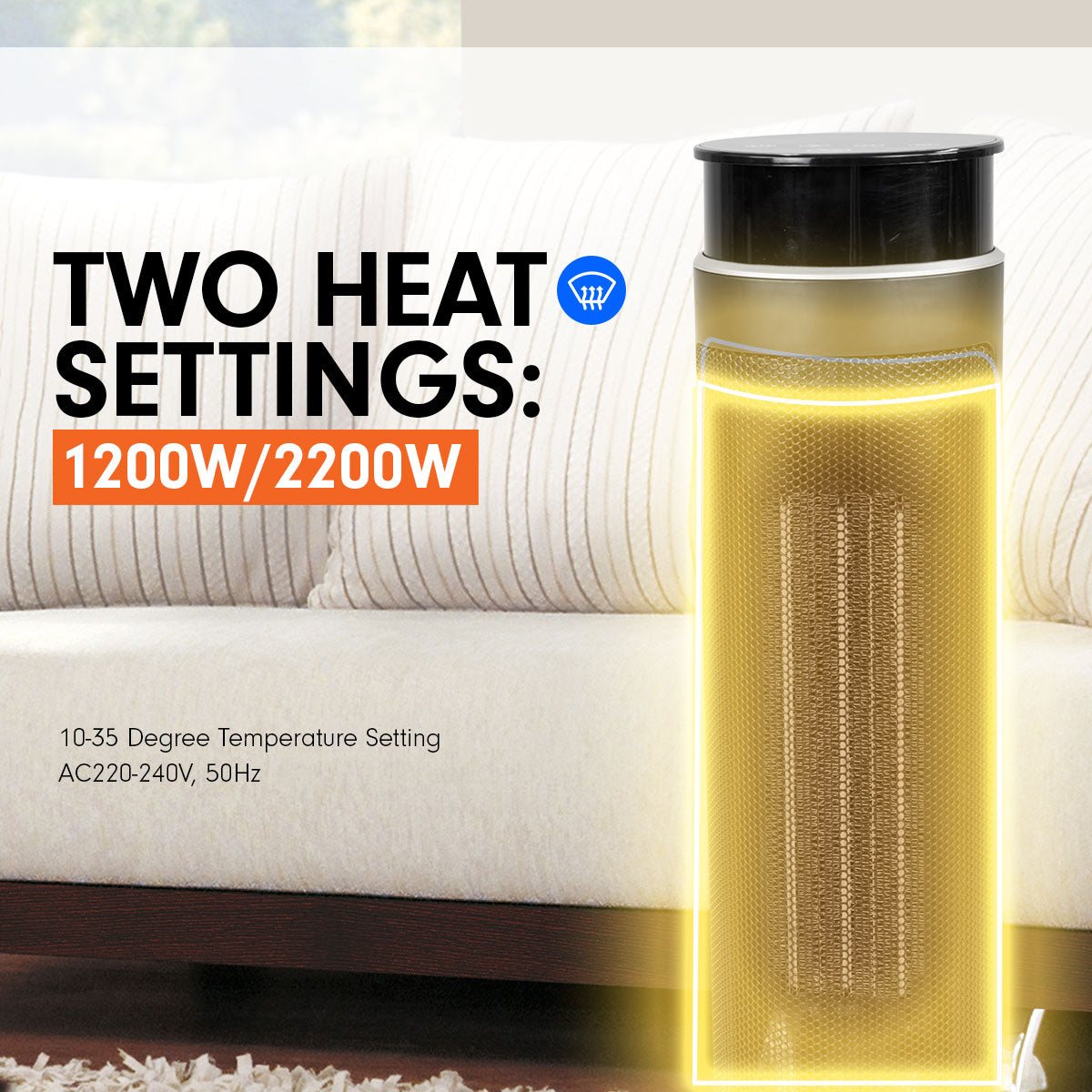 Pronti Ceramic Tower Heater 2000W with Remote Control & Oscillating Base 86cm - SuperSaverAU - view 2