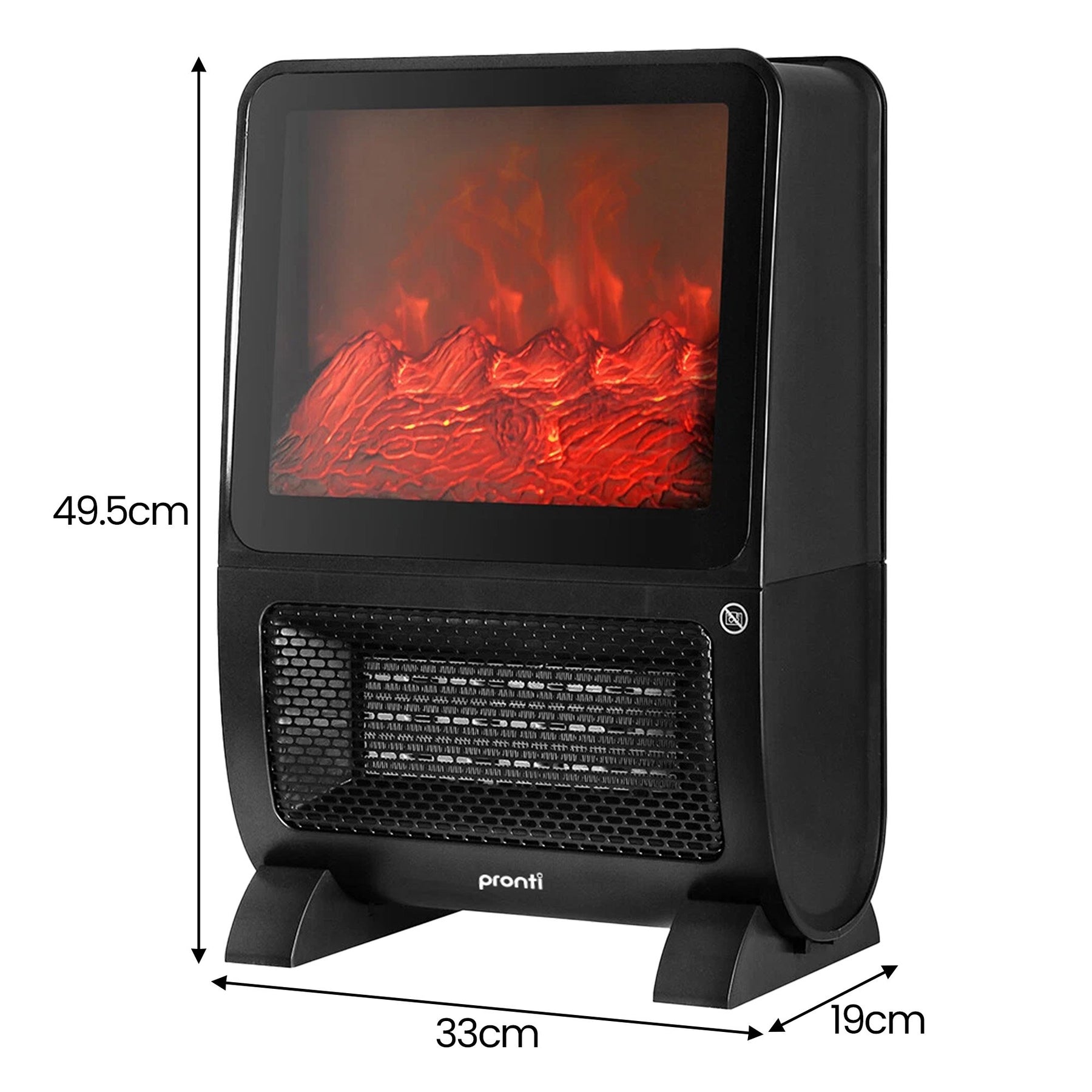 Pronti 2000W 3D Fire PTC Electric Portable Room Heater - SuperSaverAU - view 3