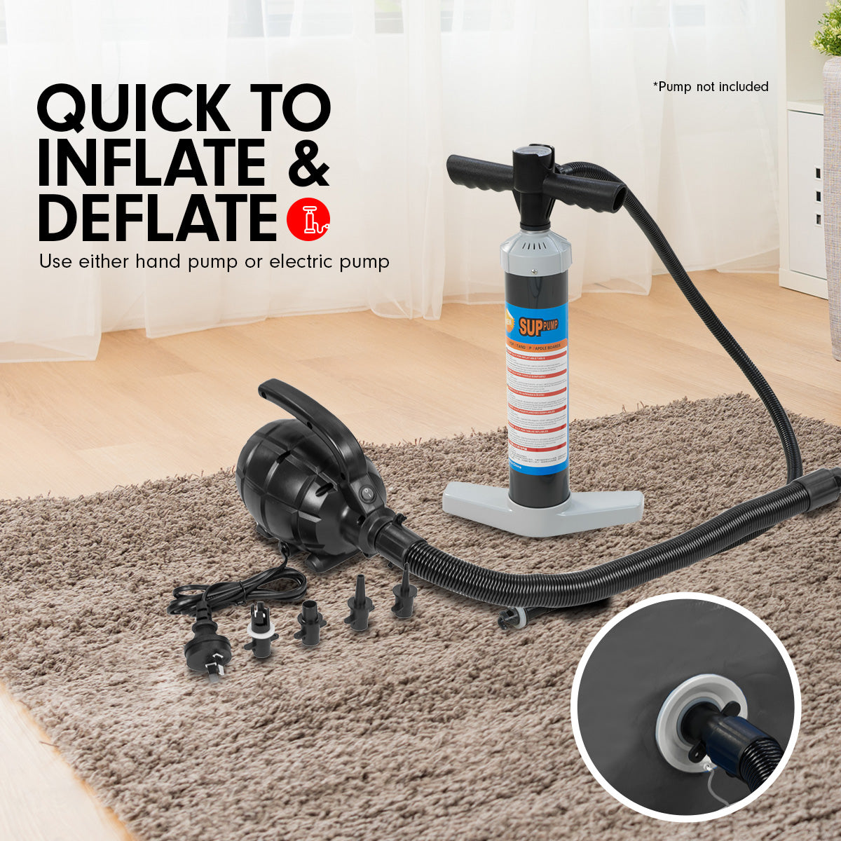 Powertrain Sports Inflatable Gymnastics Air Barrel Exercise Roller 120 x 75cm - Black - SuperSaverAU - view 9