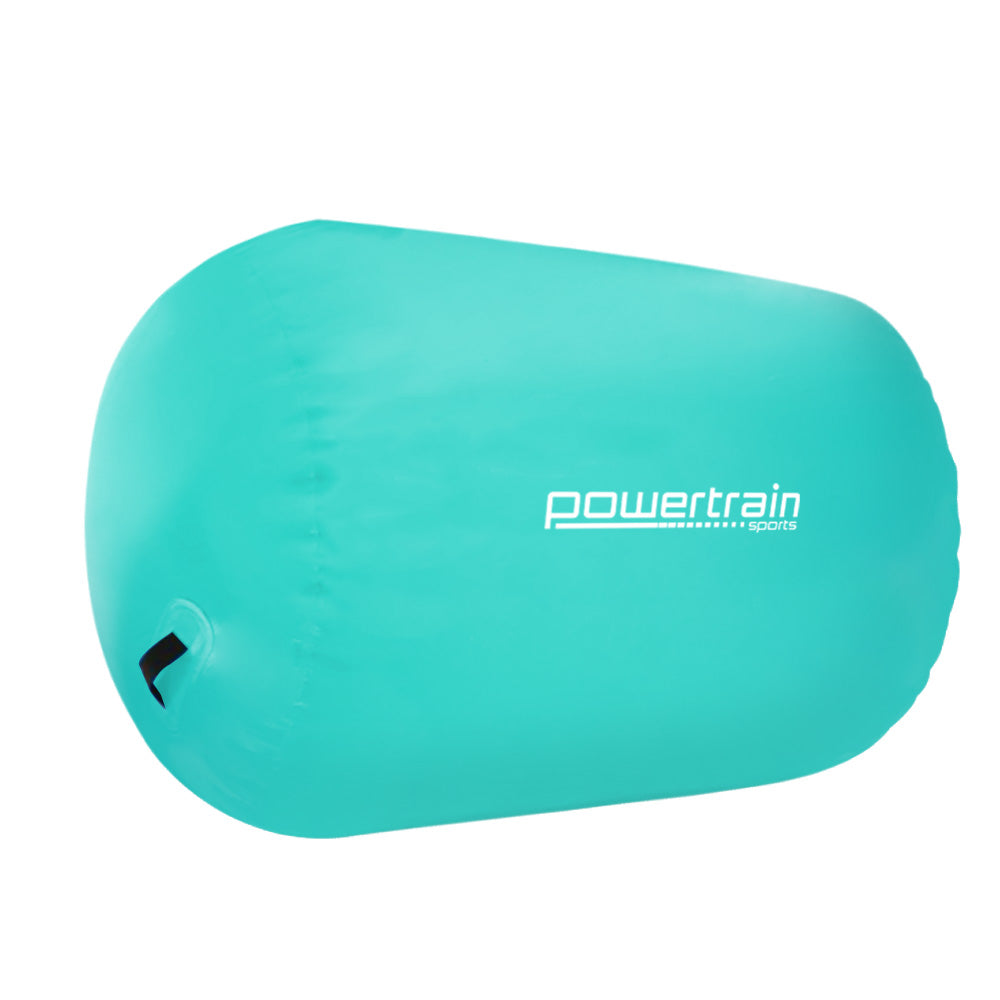 Powertrain Inflatable PVC Gymnastics Air Barrel Exercise Roller - Green, 120 x 75cm