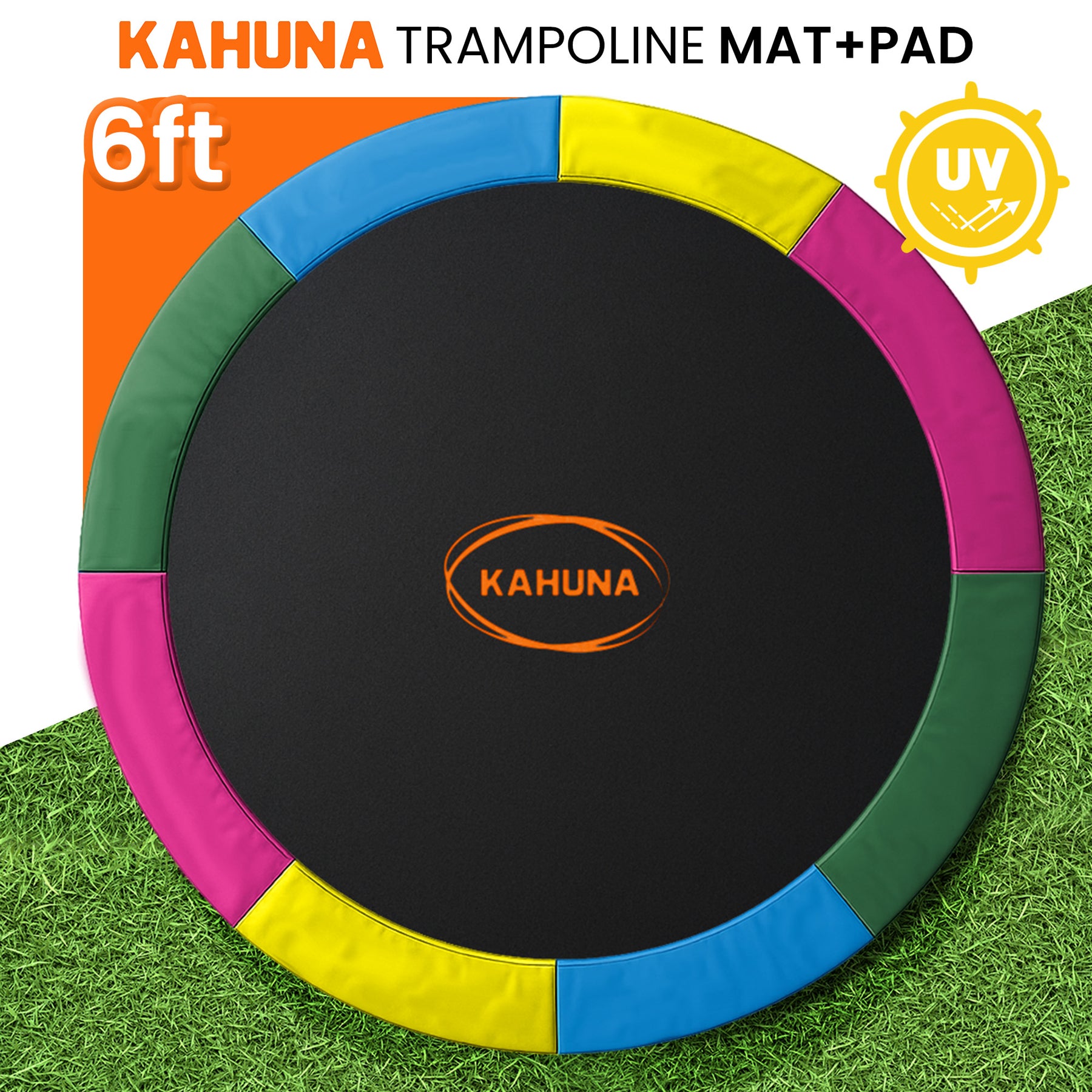 Kahuna Rainbow 6ft Anti-Graze Trampoline Mat & Safety Pad Set