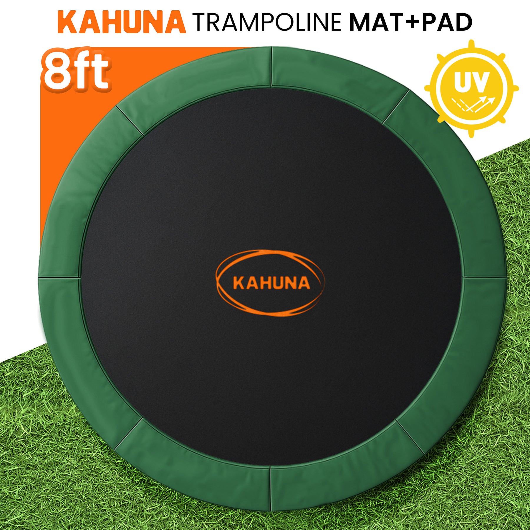 Kahuna Green 8ft Anti-Graze Trampoline Mat & Safety Pad Set
