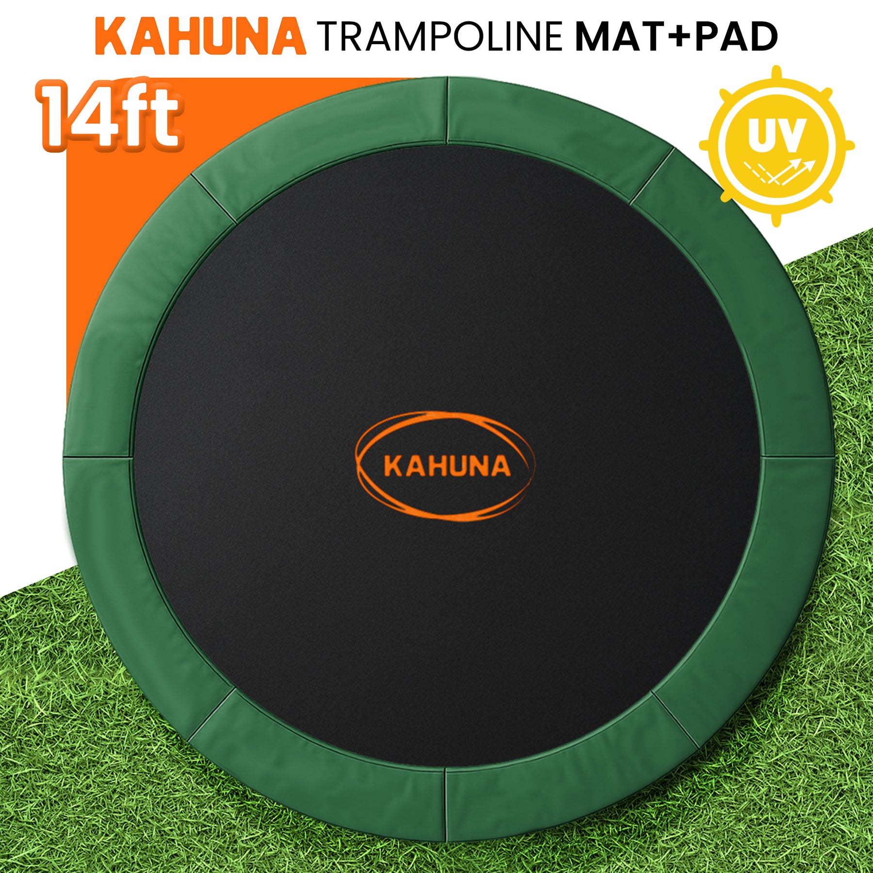 Kahuna Green 14ft Replacement Trampoline Mat & Safety Pad Set