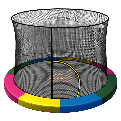 Kahuna Rainbow 10ft Trampoline Safety Pad & Net Set with Double-Lock Entry