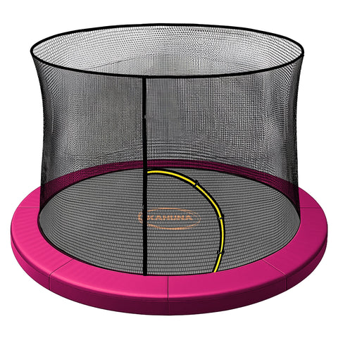 Kahuna Pink 12ft Trampoline Safety Pad & Net Set with Double-Lock Entry