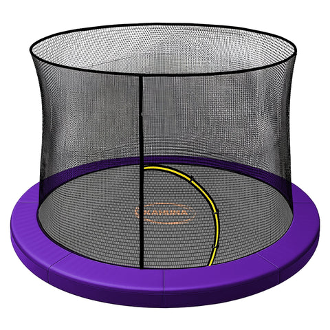 Kahuna Purple 14ft Trampoline Safety Pad & Net Set with Double-Lock Entry