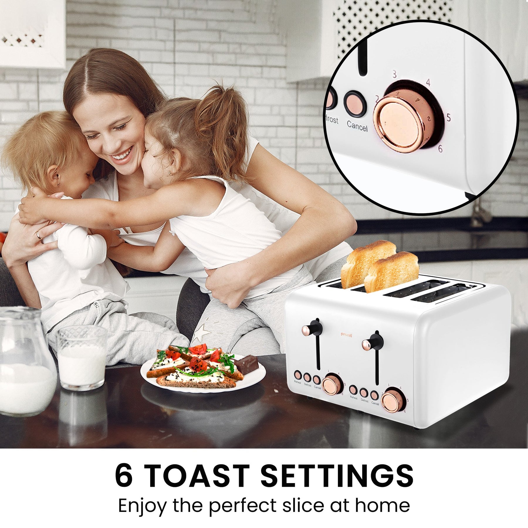 Pronti Rose Gold Breakfast Set with 1.2L Espresso Machine - White