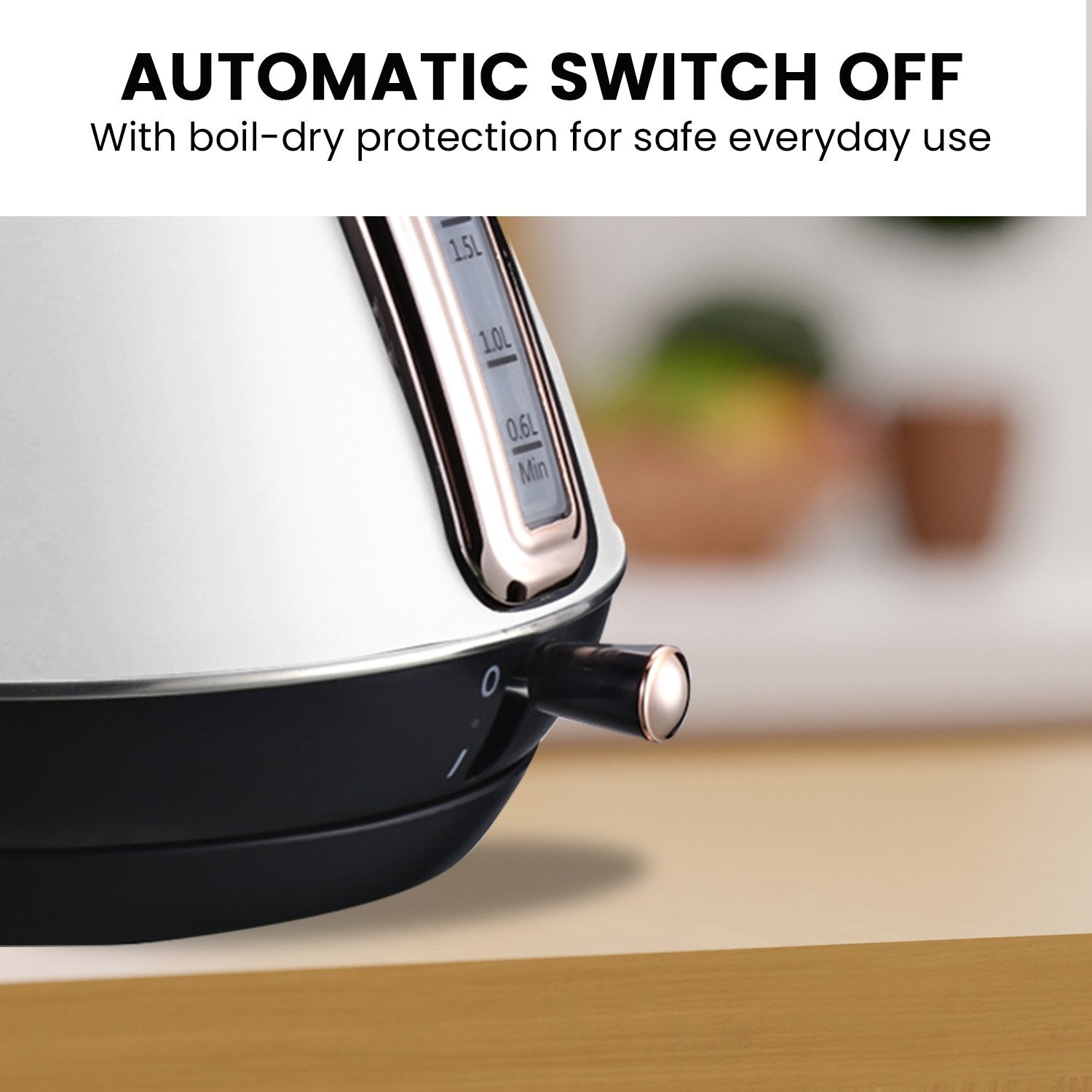 Pronti 1.7L Rose Trim Kettle - Stainless Steel, Rapid Boil, Auto Shut Off - SuperSaverAU - view 5