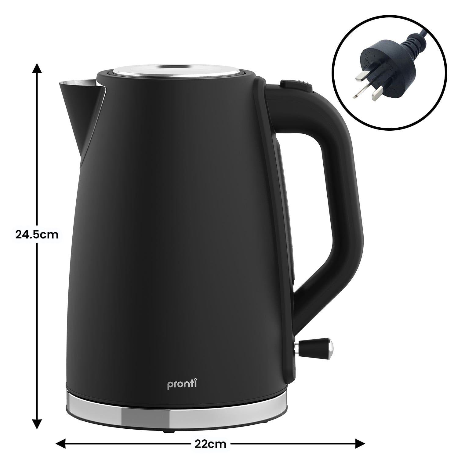 Pronti Silver Noir 1.7L Electric Kettle