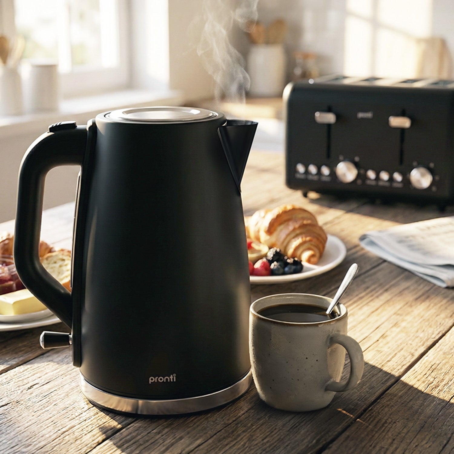 Pronti Silver Noir 1.7L Electric Kettle