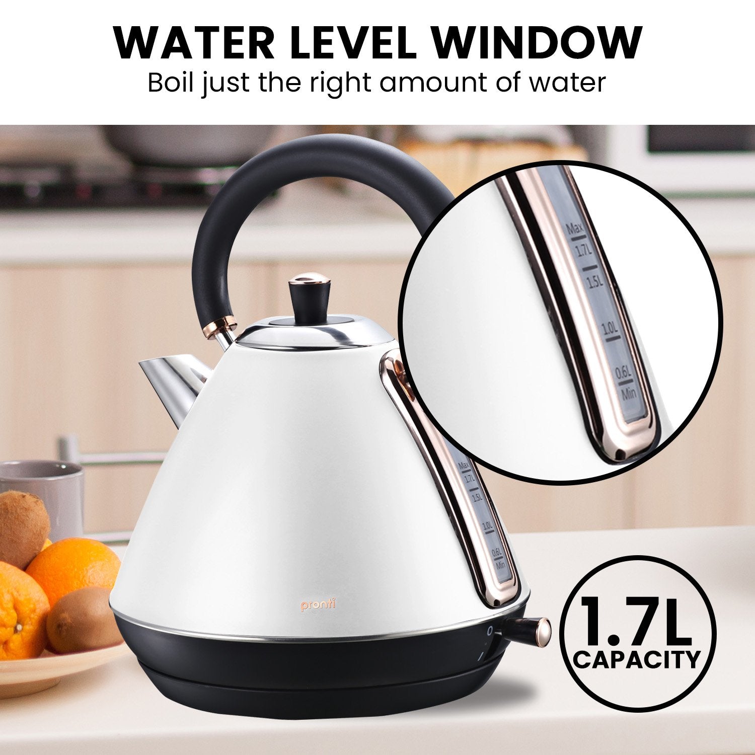 Pronti Rose Trim Collection Toaster & Kettle Bundle - White - SuperSaverAU - view 6