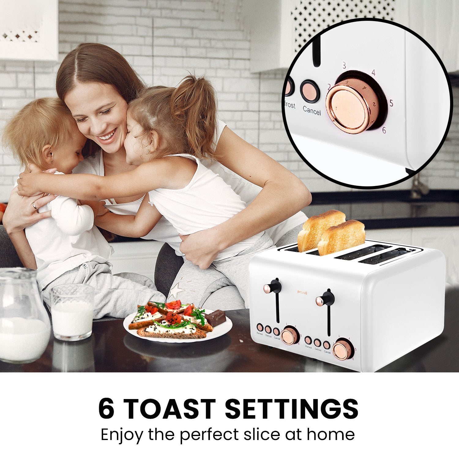 Pronti Rose Trim Collection Toaster & Kettle Bundle - White - SuperSaverAU - view 11