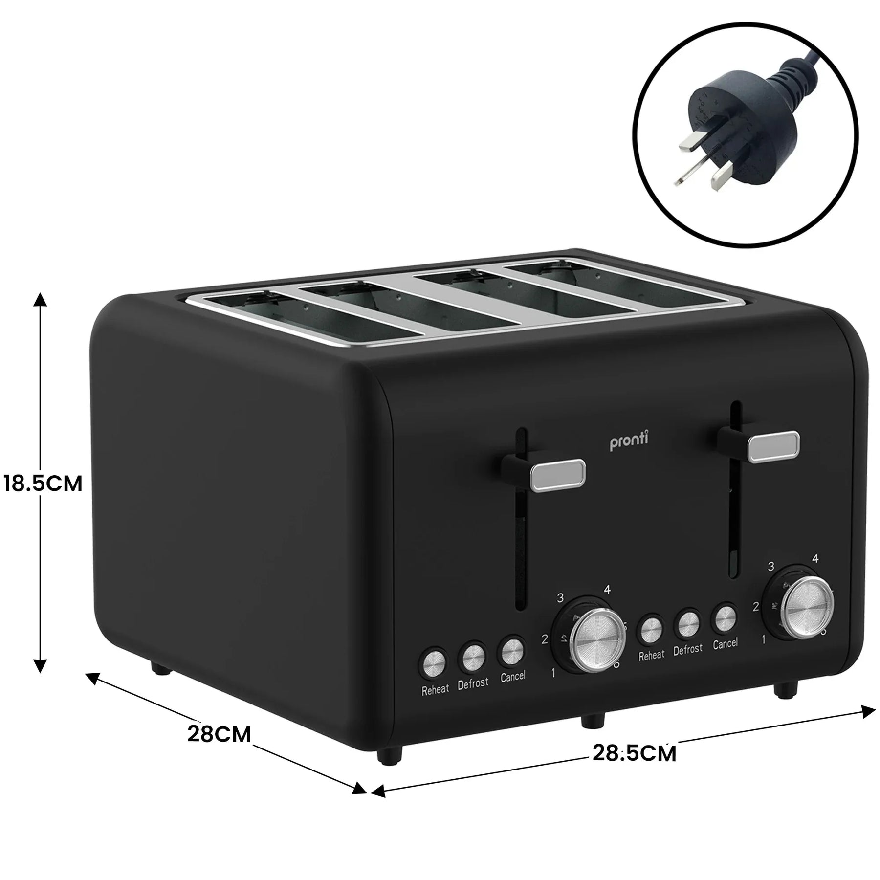 Pronti Silver Noir 4 Slice Toaster & 1.7L Kettle Bundle