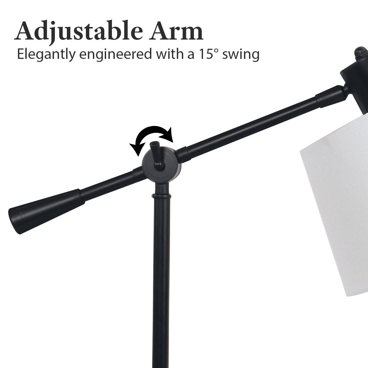 Sarantino Adjustable Metal Table Lamp, Black, 15-Degree Swing, Rust-Resistant - SuperSaverAU - view 6