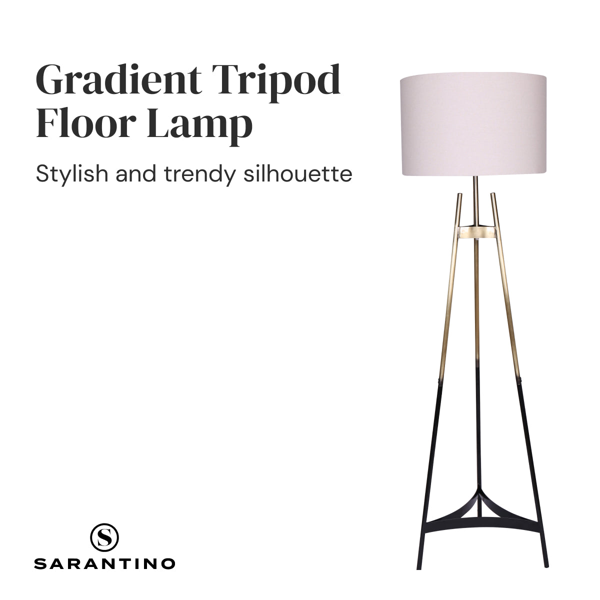 Sarantino Gradient Finish Tripod Floor Lamp - Elegant Home Decor - SuperSaverAU - view 3