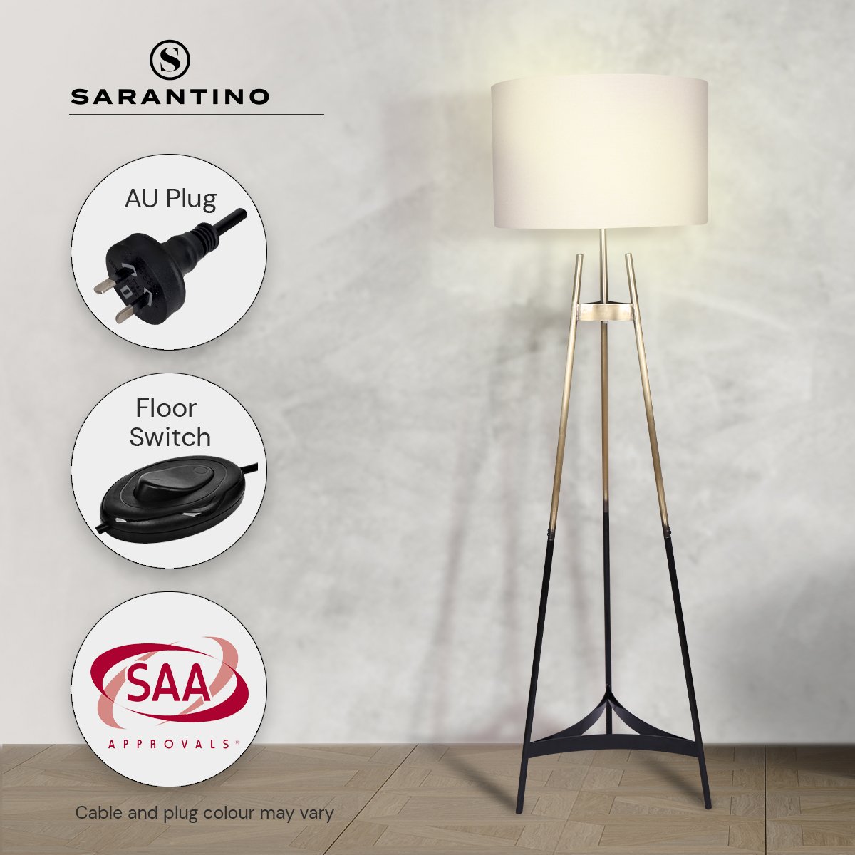 Sarantino Gradient Finish Tripod Floor Lamp - Elegant Home Decor - SuperSaverAU - view 10