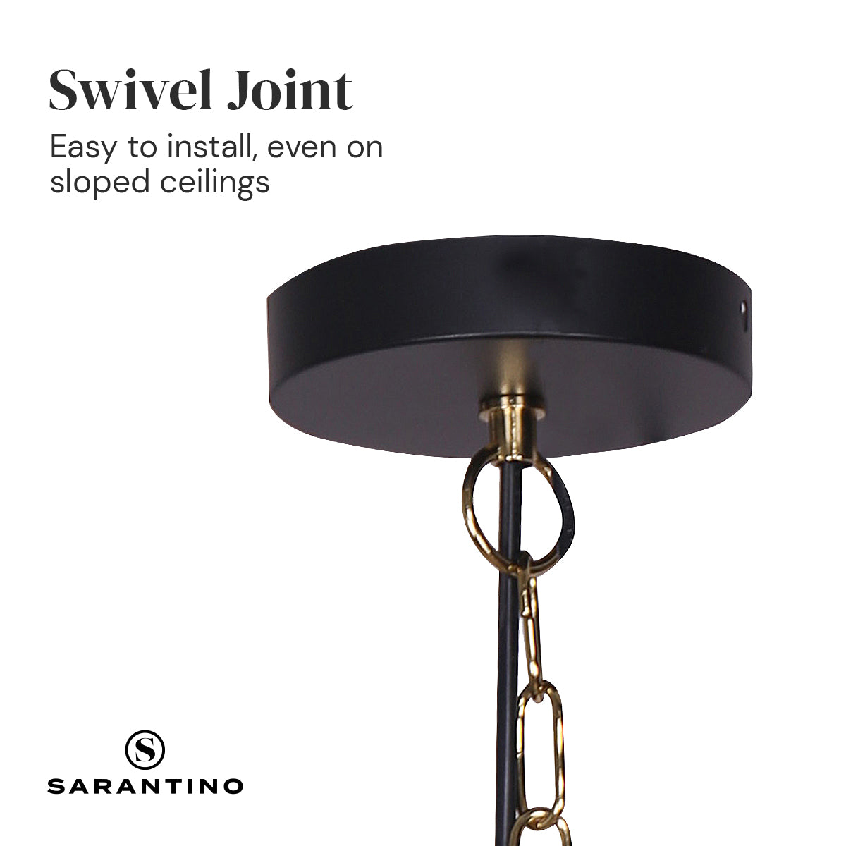 Sarantino Matte Black and Gold Pendant Light, Adjustable 60-140cm, 20x75cm - SuperSaverAU - view 3