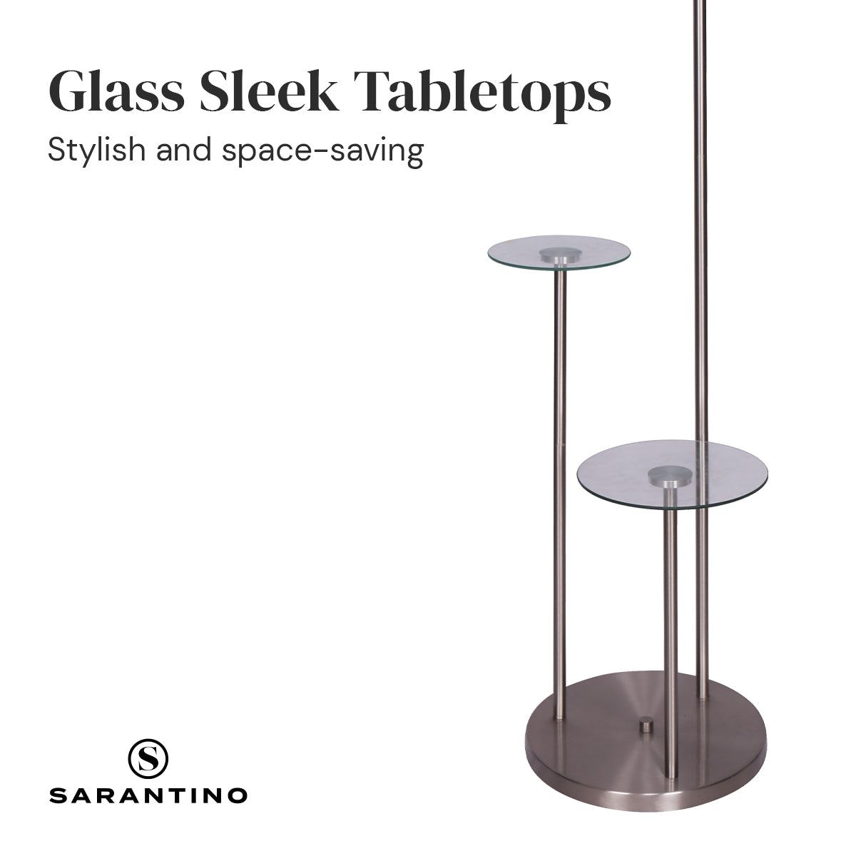 Sarantino Floor Lamp with Glass Shelves, 44 x 35 x 167.5cm, Space-Saving Design - SuperSaverAU - view 2