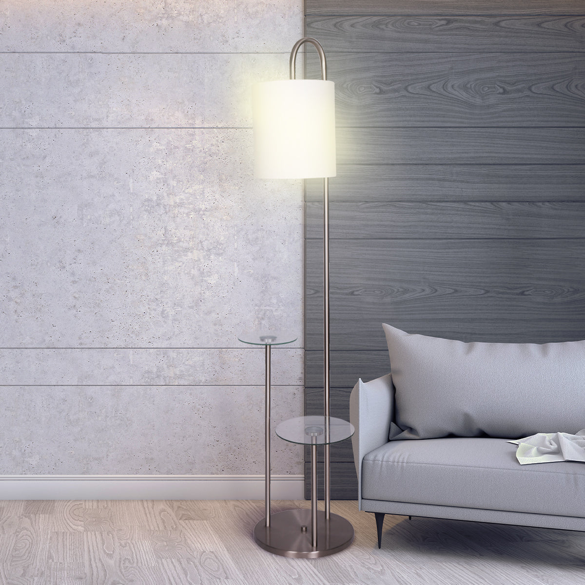 Sarantino Floor Lamp with Glass Shelves, 44 x 35 x 167.5cm, Space-Saving Design - SuperSaverAU - view 6