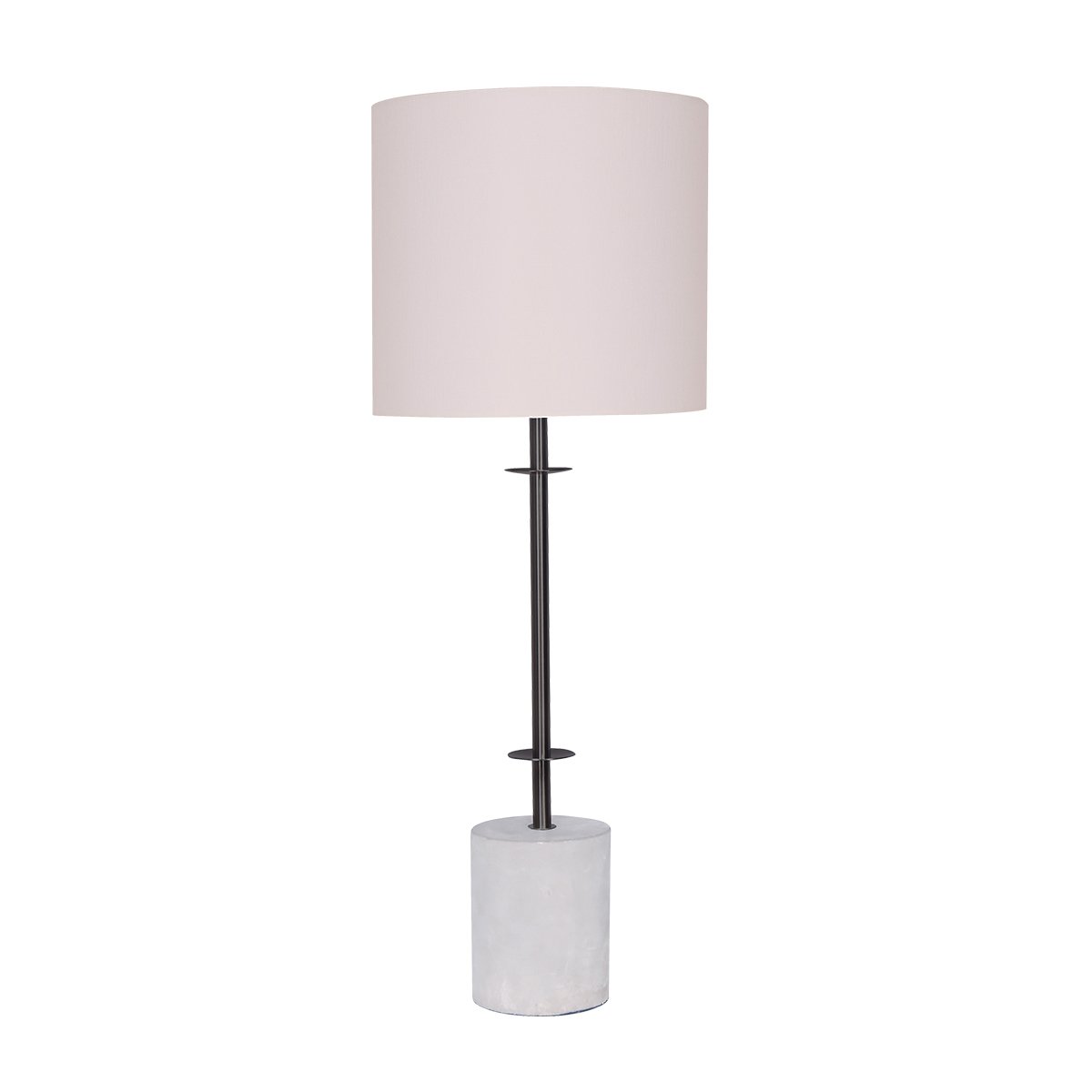 Sarantino Concrete & Metal Table Lamp, 23 x 76cm, White Linen Shade, Stylish Design - SuperSaverAU - view 1