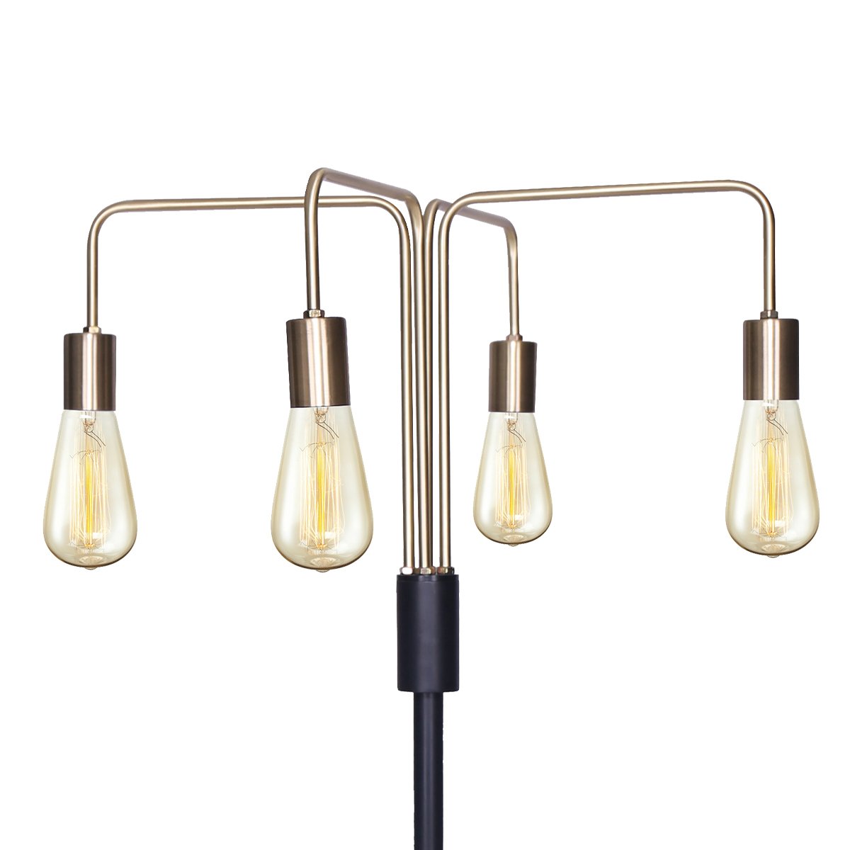 Sarantino 160cm Modern Exposed Bulb 4-Arm Industrial Floor Lamp, Antique Brass - SuperSaverAU - view 1