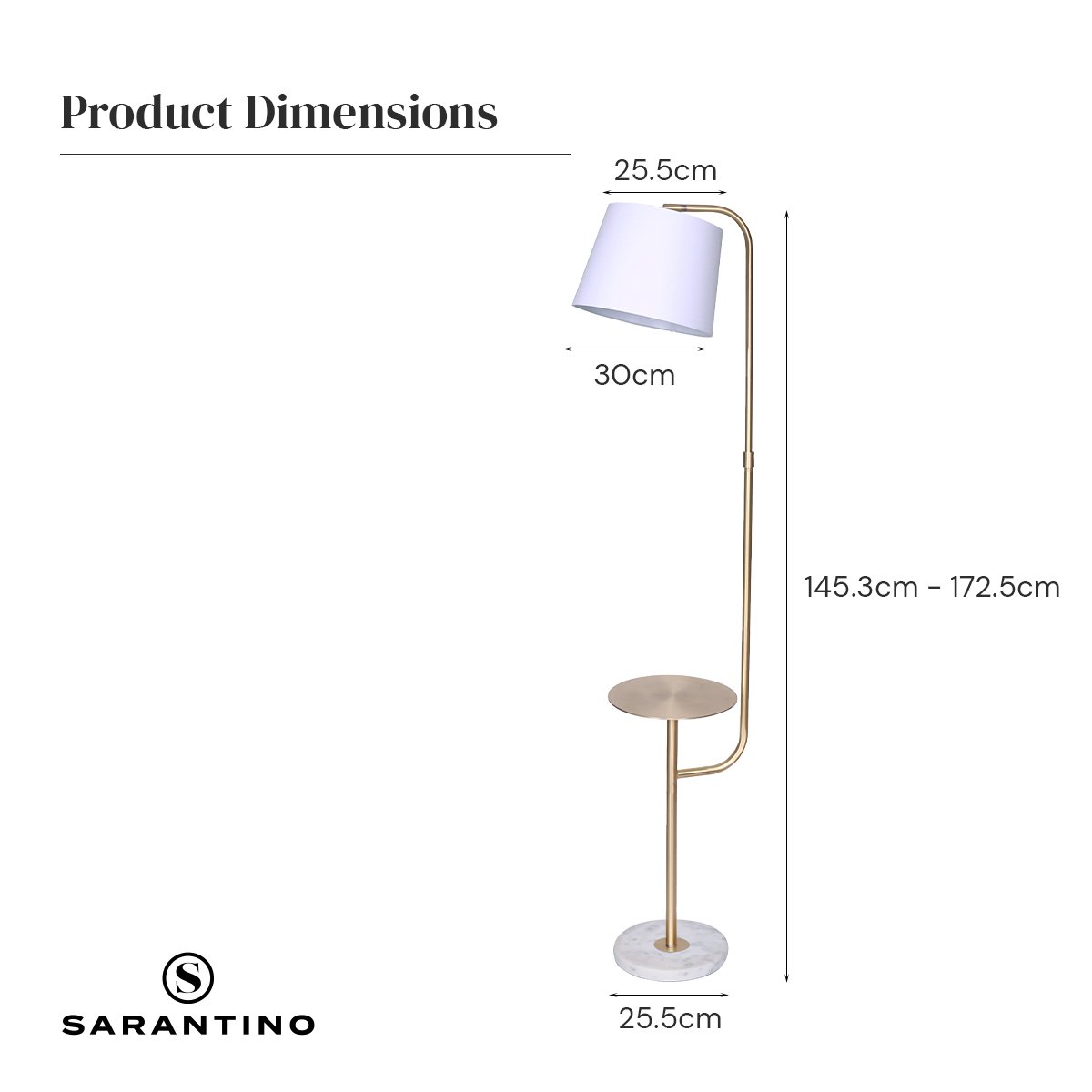 Sarantino Marble & Metal End Table Lamp - Adjustable Height - SuperSaverAU - view 7
