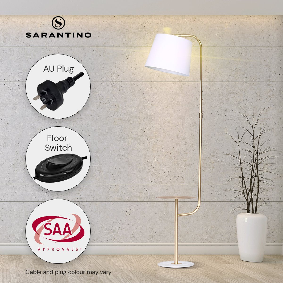 Sarantino Marble & Metal End Table Lamp - Adjustable Height - SuperSaverAU - view 8