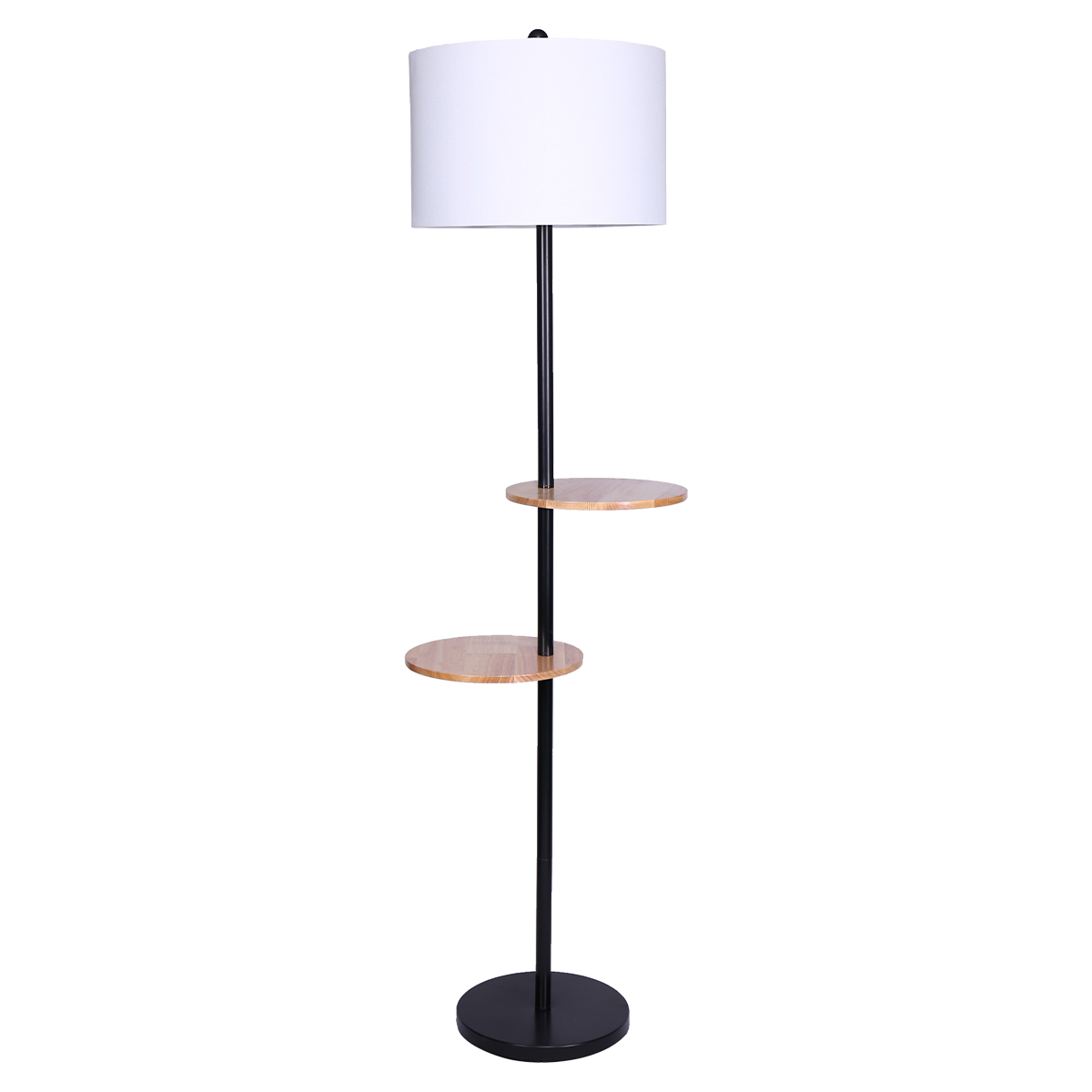 Sarantino Floor Lamp with Round Wood Shelves, 38 x 38 x 155cm - SuperSaverAU - view 1