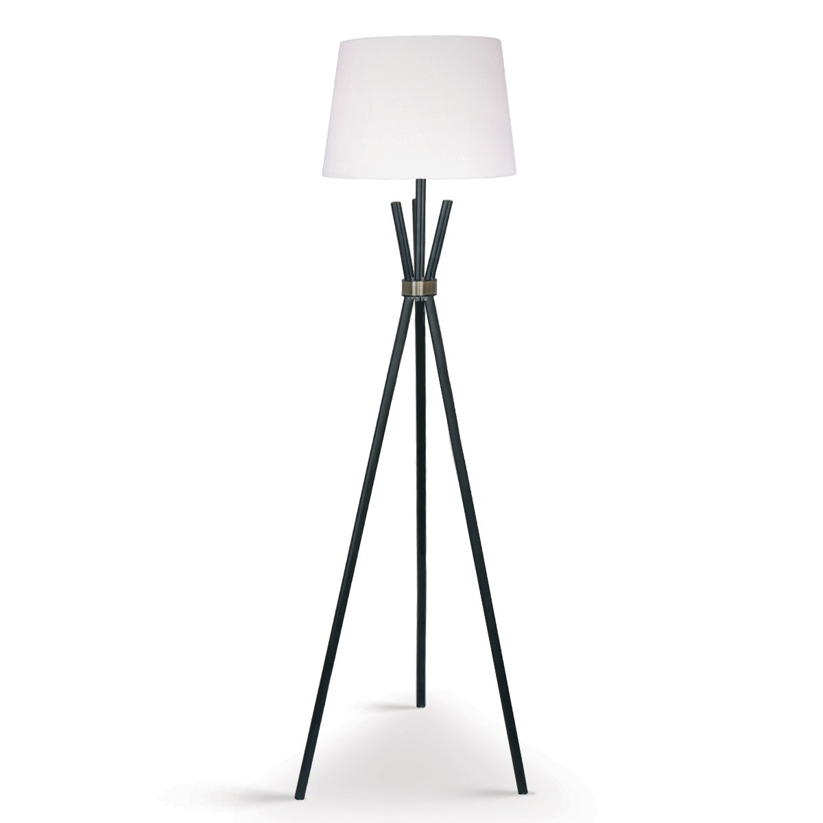 Sarantino Tripod Floor Lamp - Metal & Antique Brass with Off-White Shade - SuperSaverAU - view 1