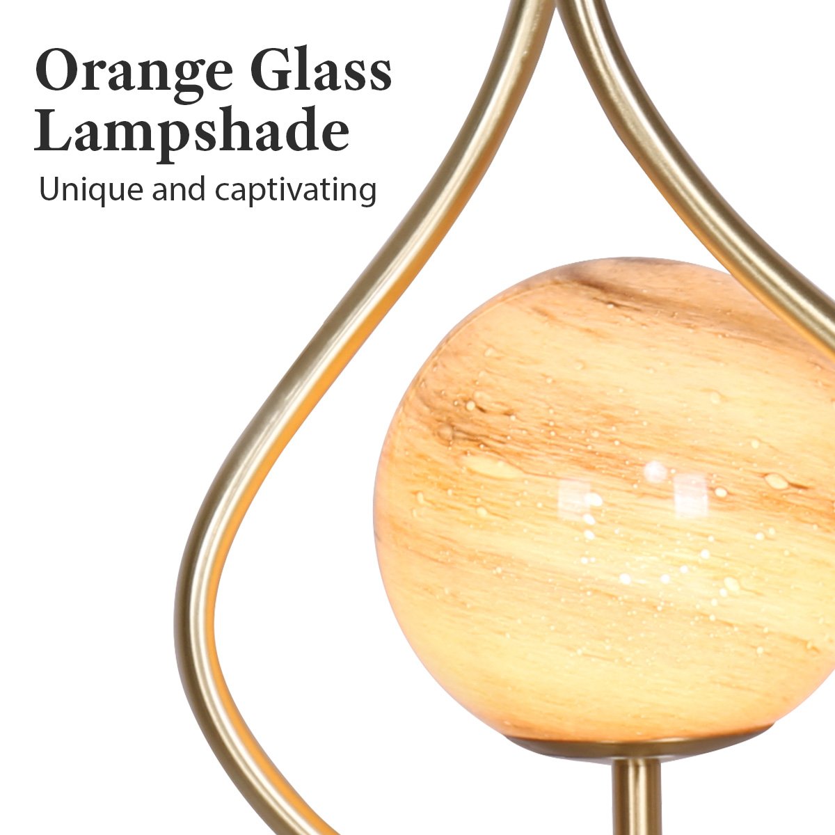 Sarantino Sculptural Orange Glass Table Lamp with White Marble Base - SuperSaverAU - view 2