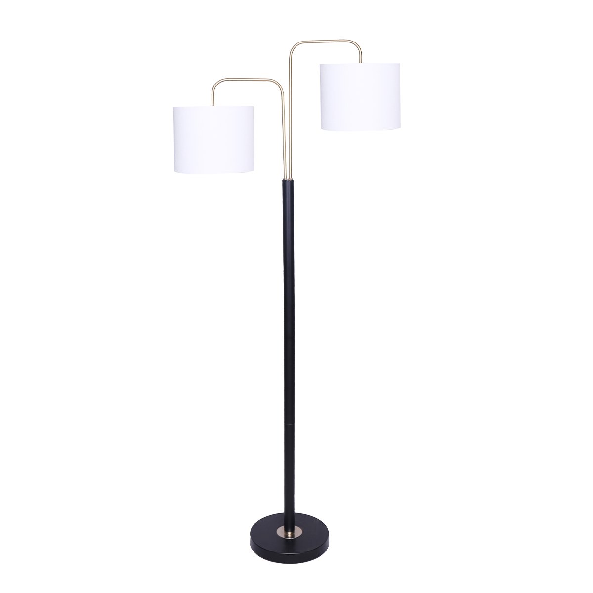 Sarantino Floor Lamp 26.5x26.5x167CM, White Linen Shade, Brushed Gold/Black Finish - SuperSaverAU - view 1
