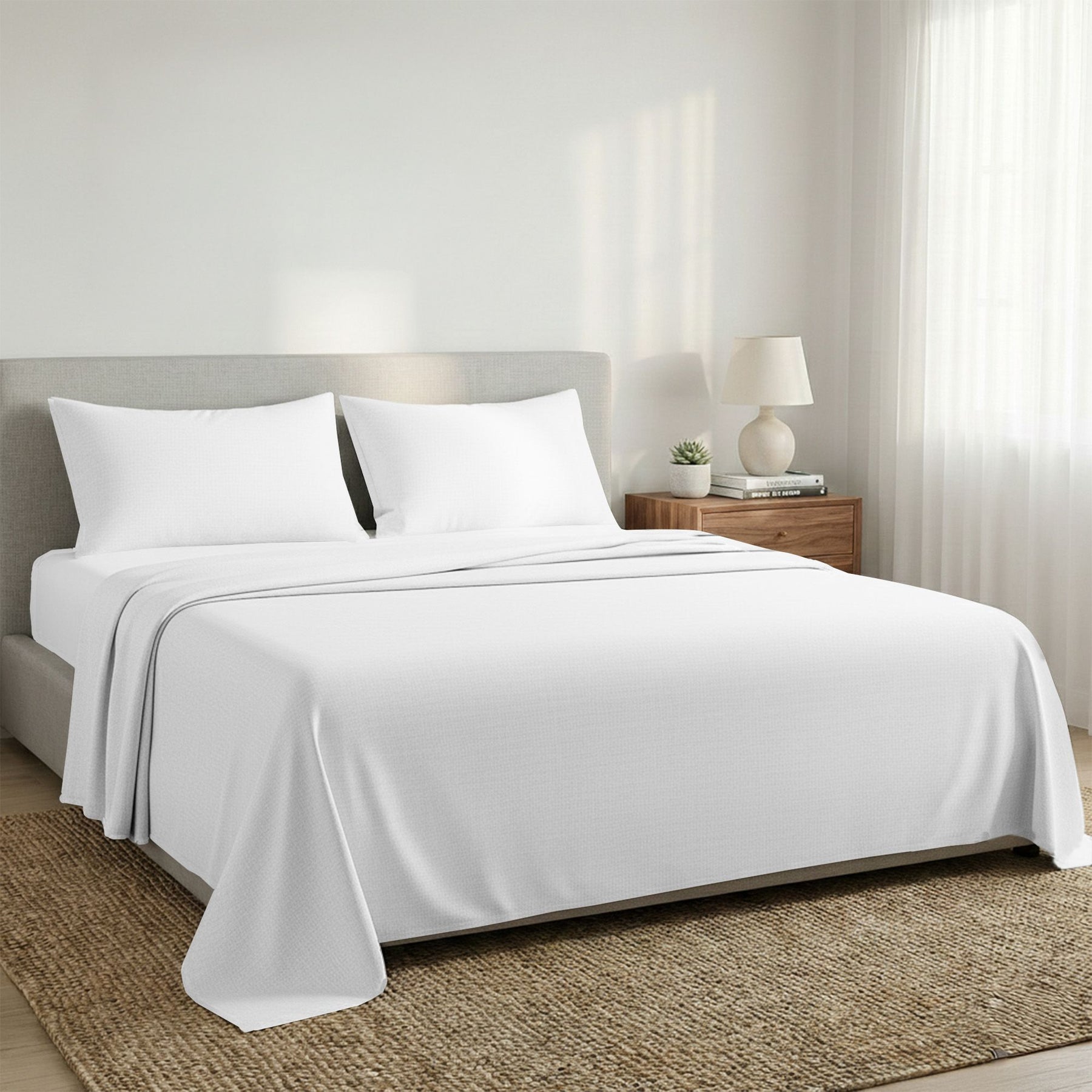 Laura Hill 750 Thread Count Pure Cotton Queen Bed Sheet Set 4 Piece Gift Pack - White - SuperSaverAU - view 9