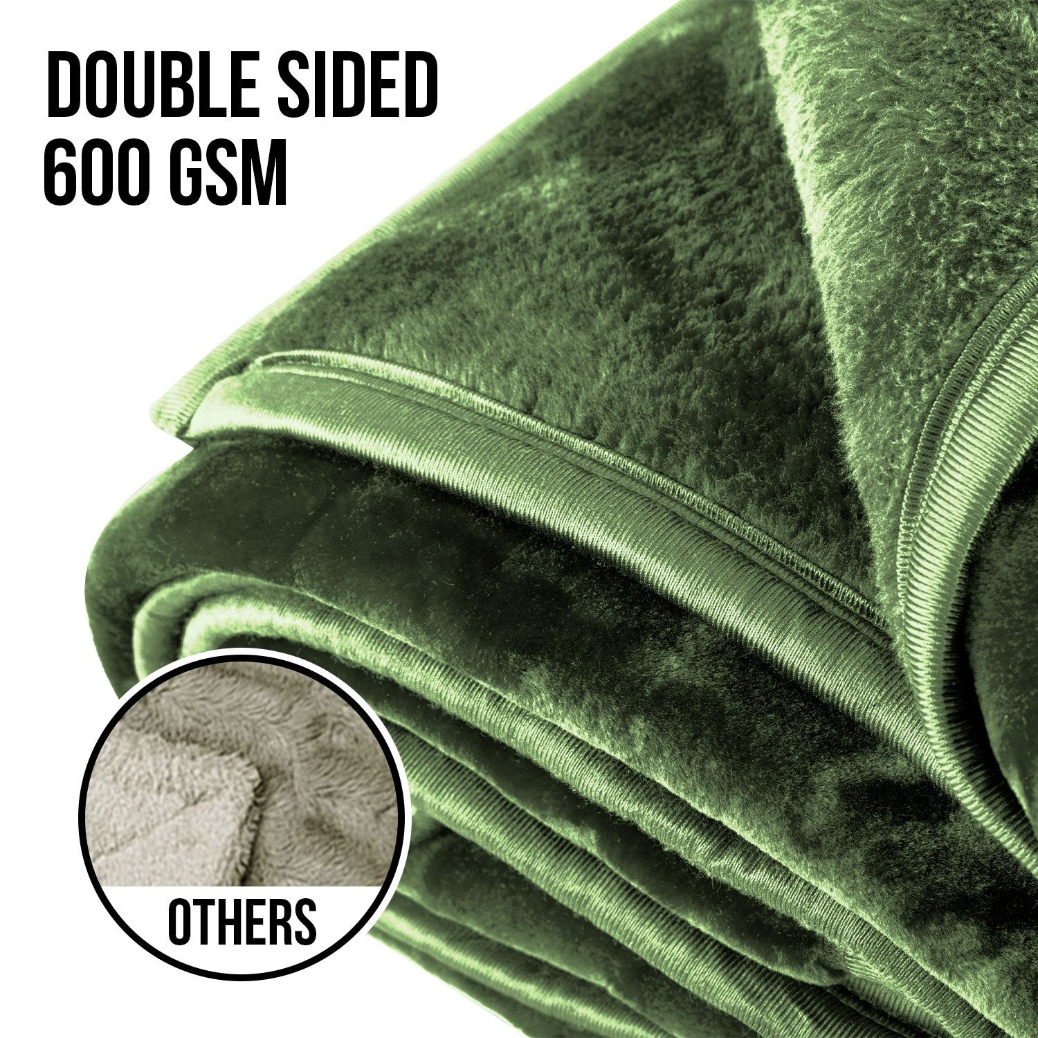 Laura Hill 600GSM Double-Sided Faux Mink Blanket – Green Queen