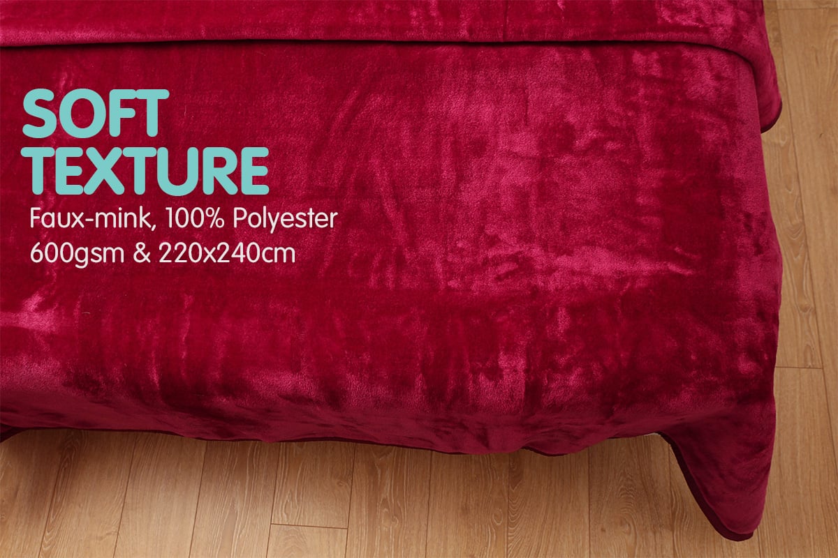 Laura Hill Faux-Mink Blanket Double Sided 220x240cm Soft Plush Throw Rug - SuperSaverAU - view 4