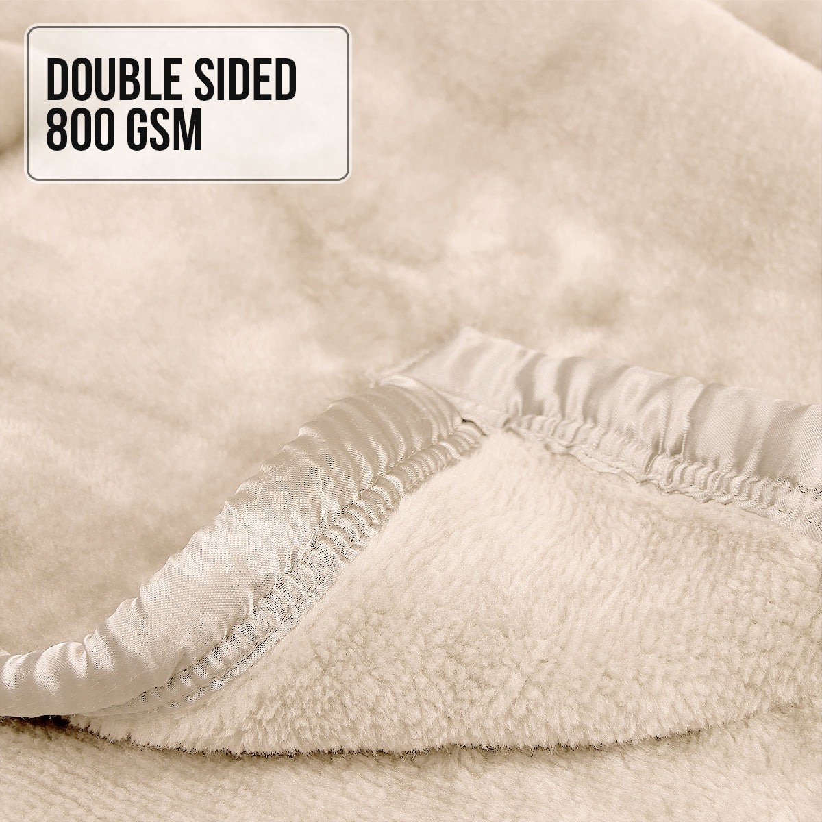 Laura Hill Faux Mink Throw Rug Blanket 220x240cm Double-Sided Heavy 800gsm - Cream - SuperSaverAU - view 2